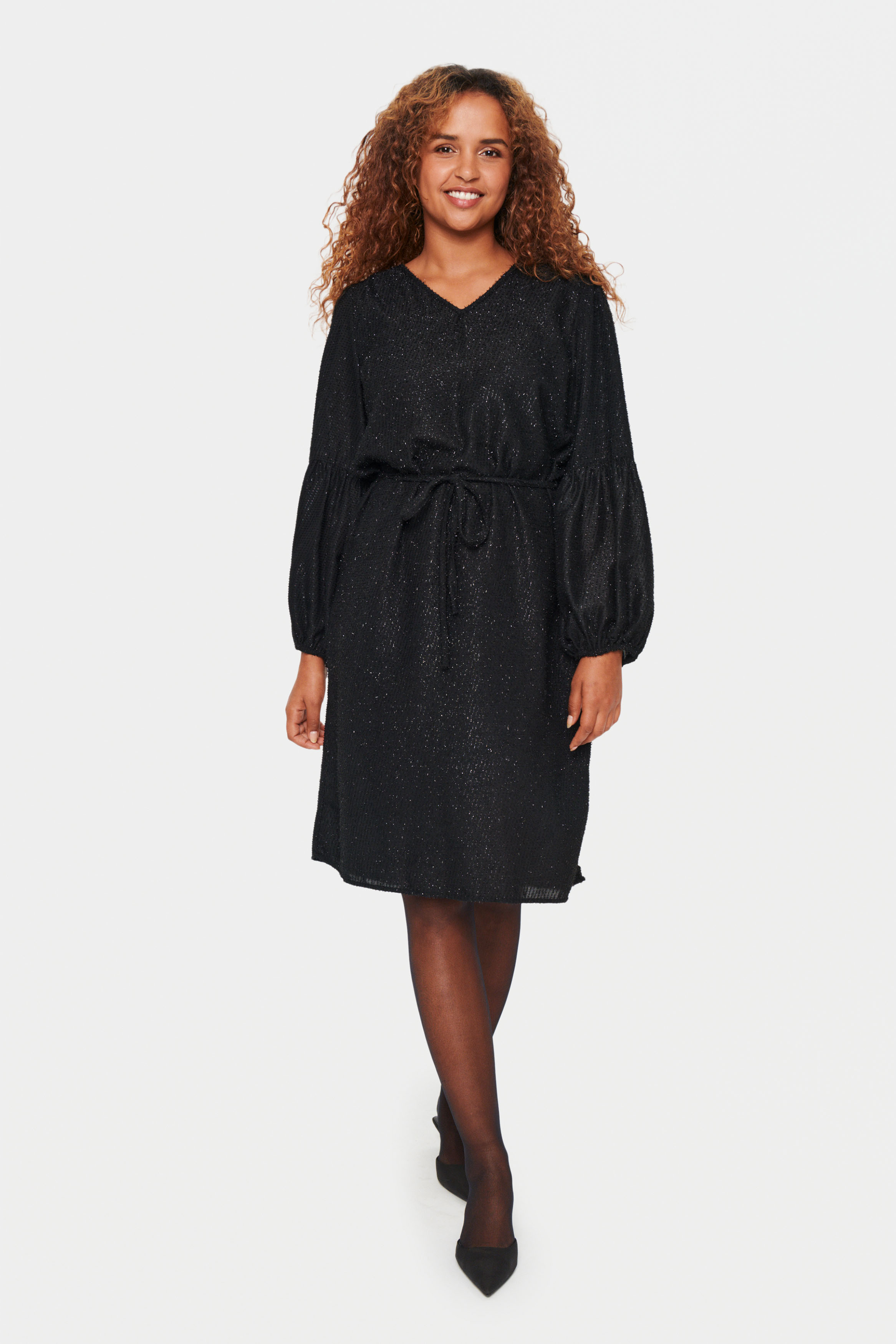 deres 9th draping dress 黒 Black long draped dress in silk chiffon lurex – Redemption