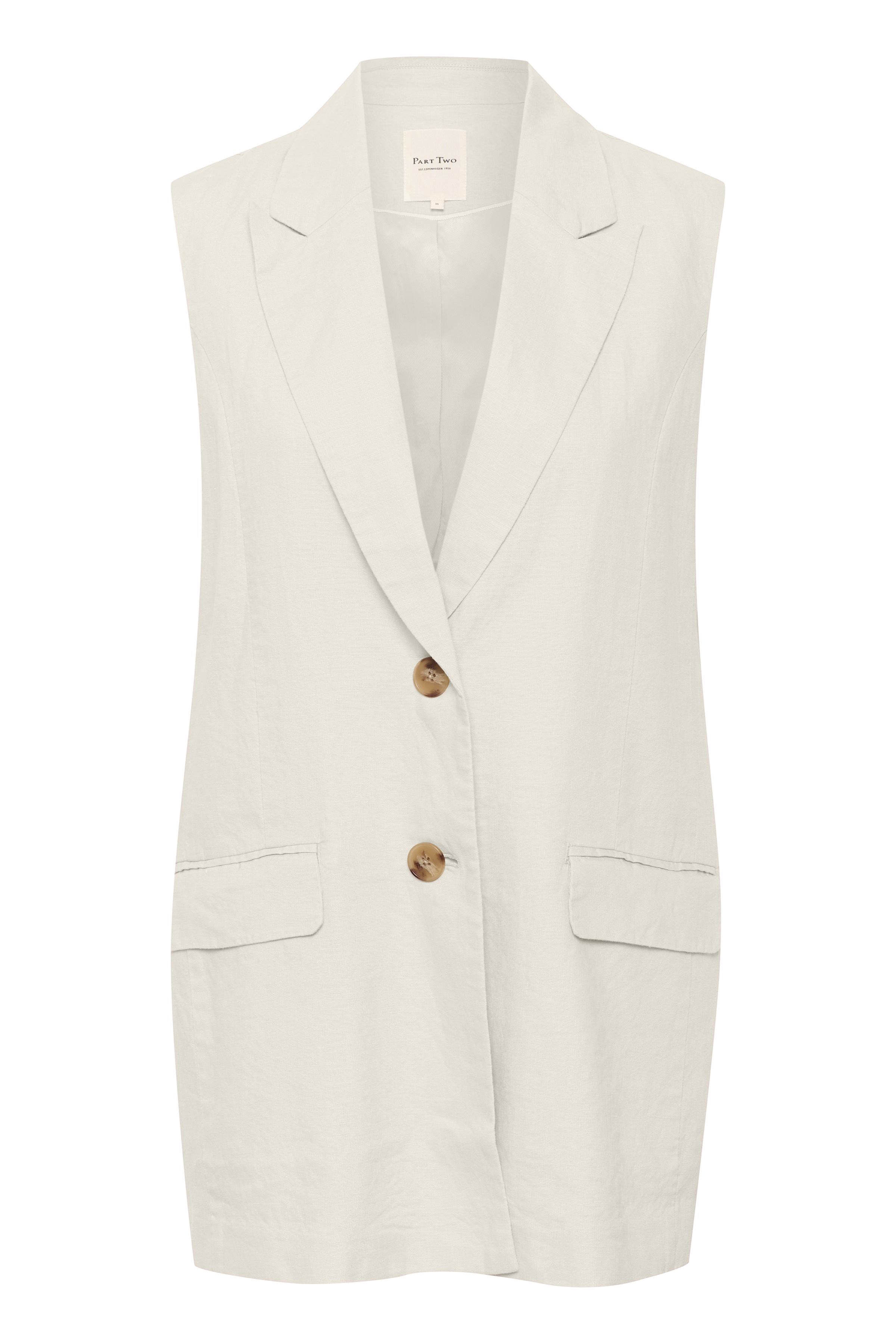 ジャケット・アウター Eaphi linen like belt vest COTTON LINEN 30/2 LONG VEST WITH UNEVEN NECKLINE(XS mustard