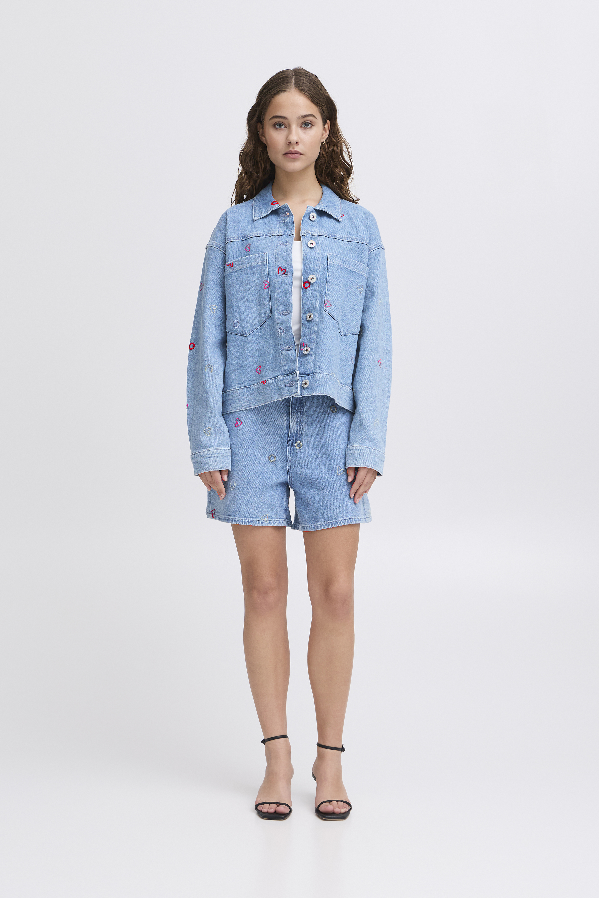 IHJAELLA Outerwear in light blue washed cotton | ICHI