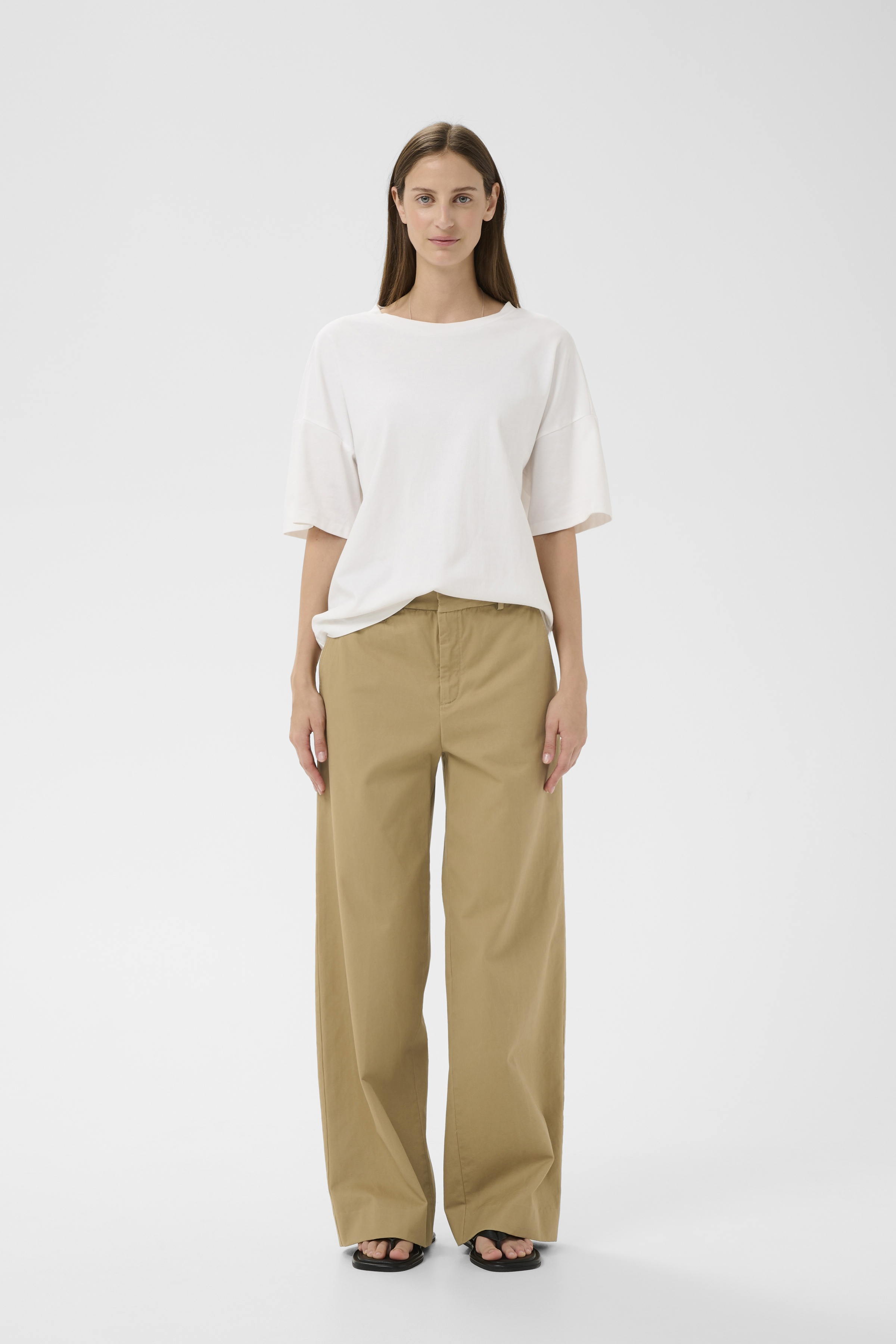 DIAZIW Wide Trousers in latte / nature cotton