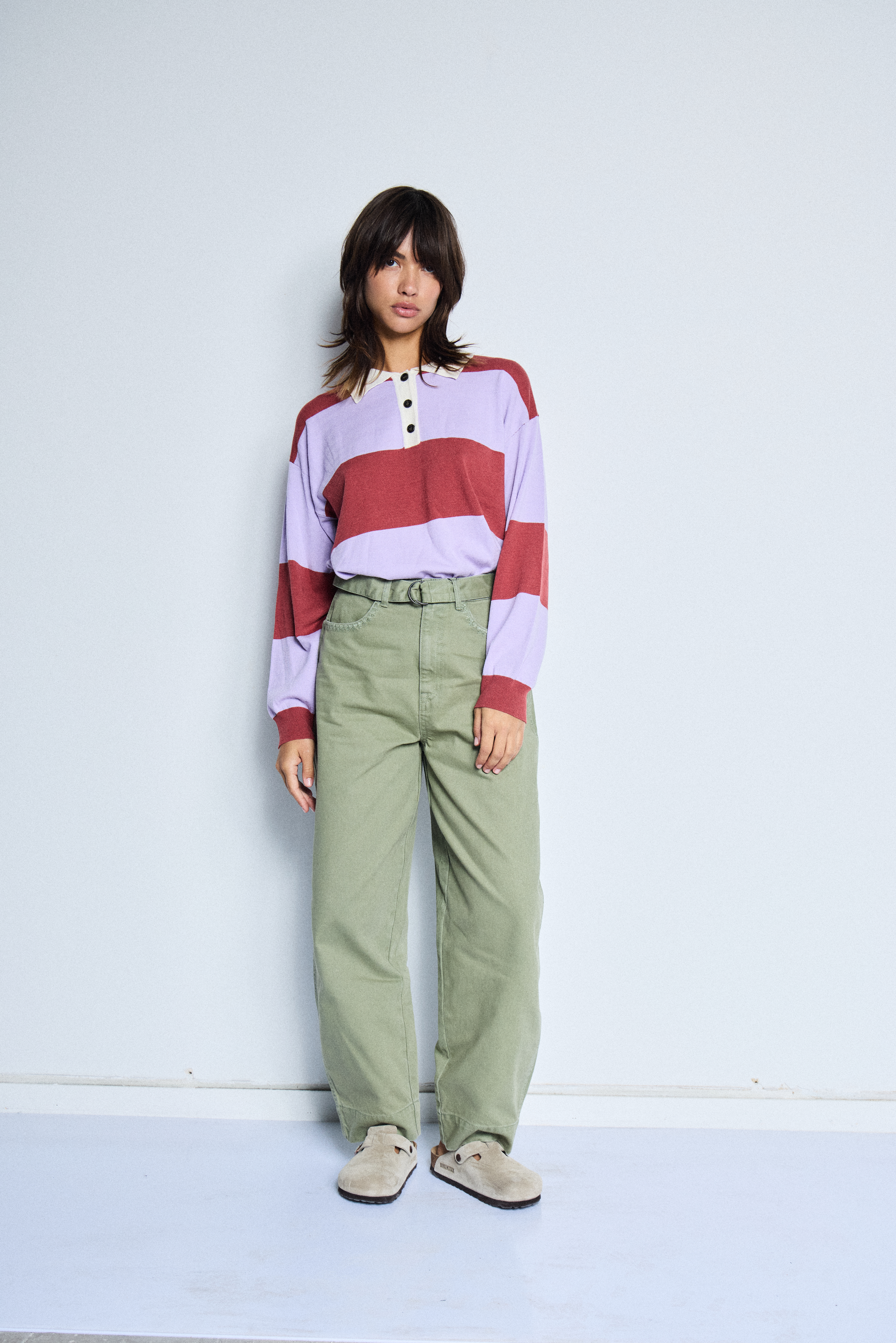 IHBOSTON Pullover in purple rose comb polo / red colour | ICHI