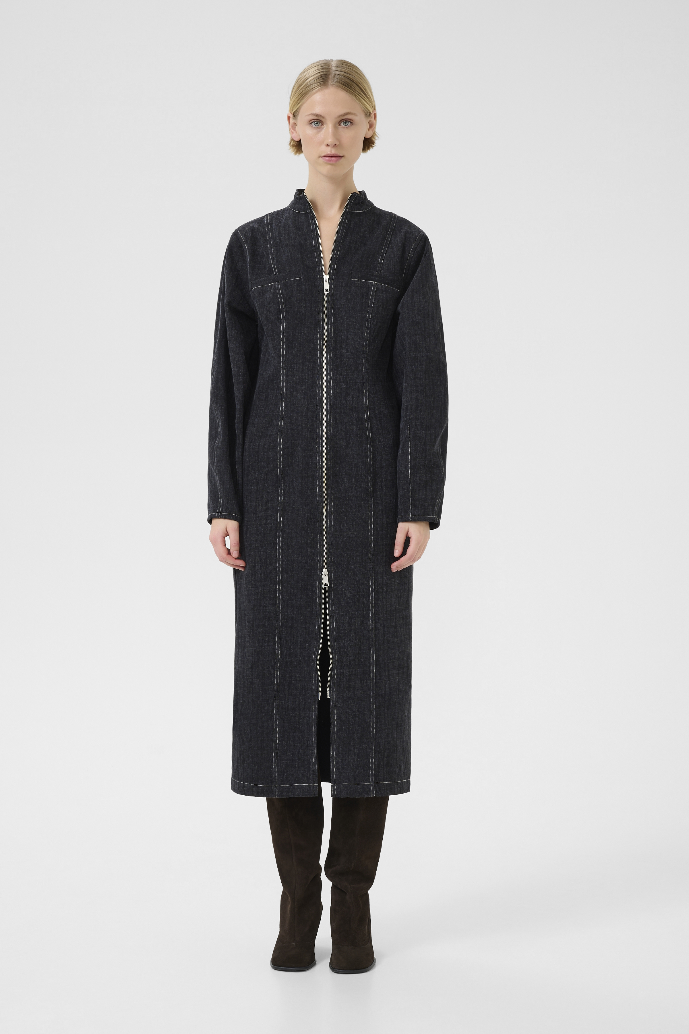 KBBeverly Dress in dark grey denim colour, image size:2400x3600