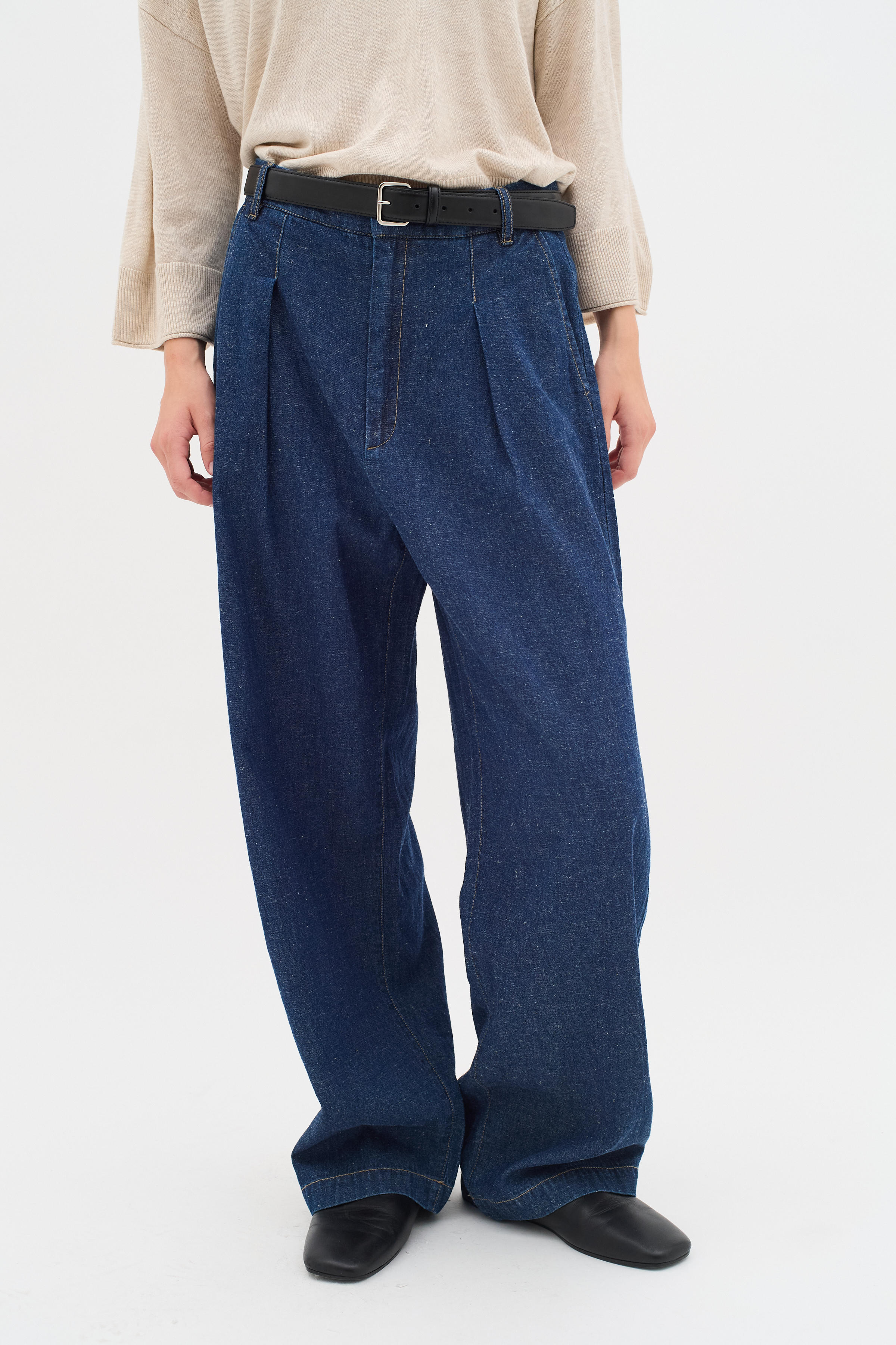 clane J/W WIDE DENIM PANTS（JayaIW Wide Jeans in blue denim