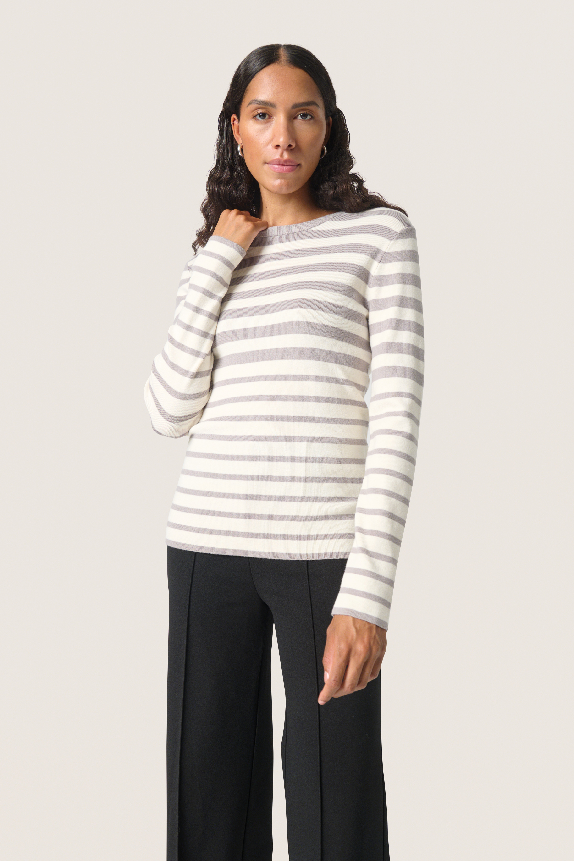SLSpina Pullover in porpoise and white stripe / grey colour