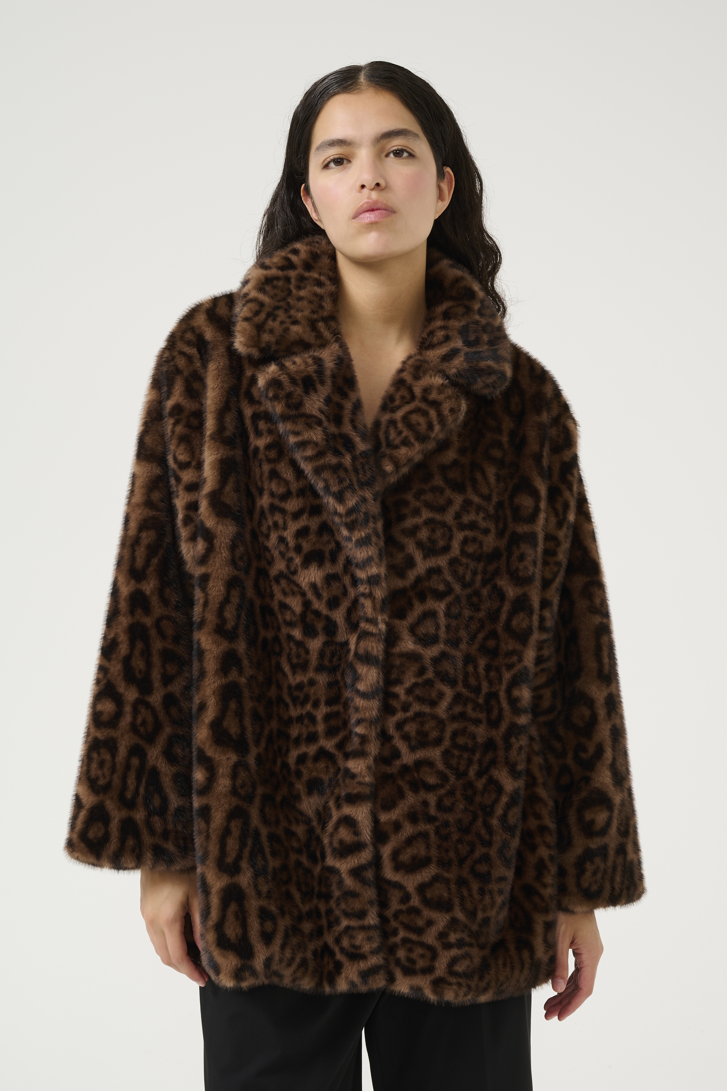 KBTira Leopard Faux Fur jacket in brown leopard polyester