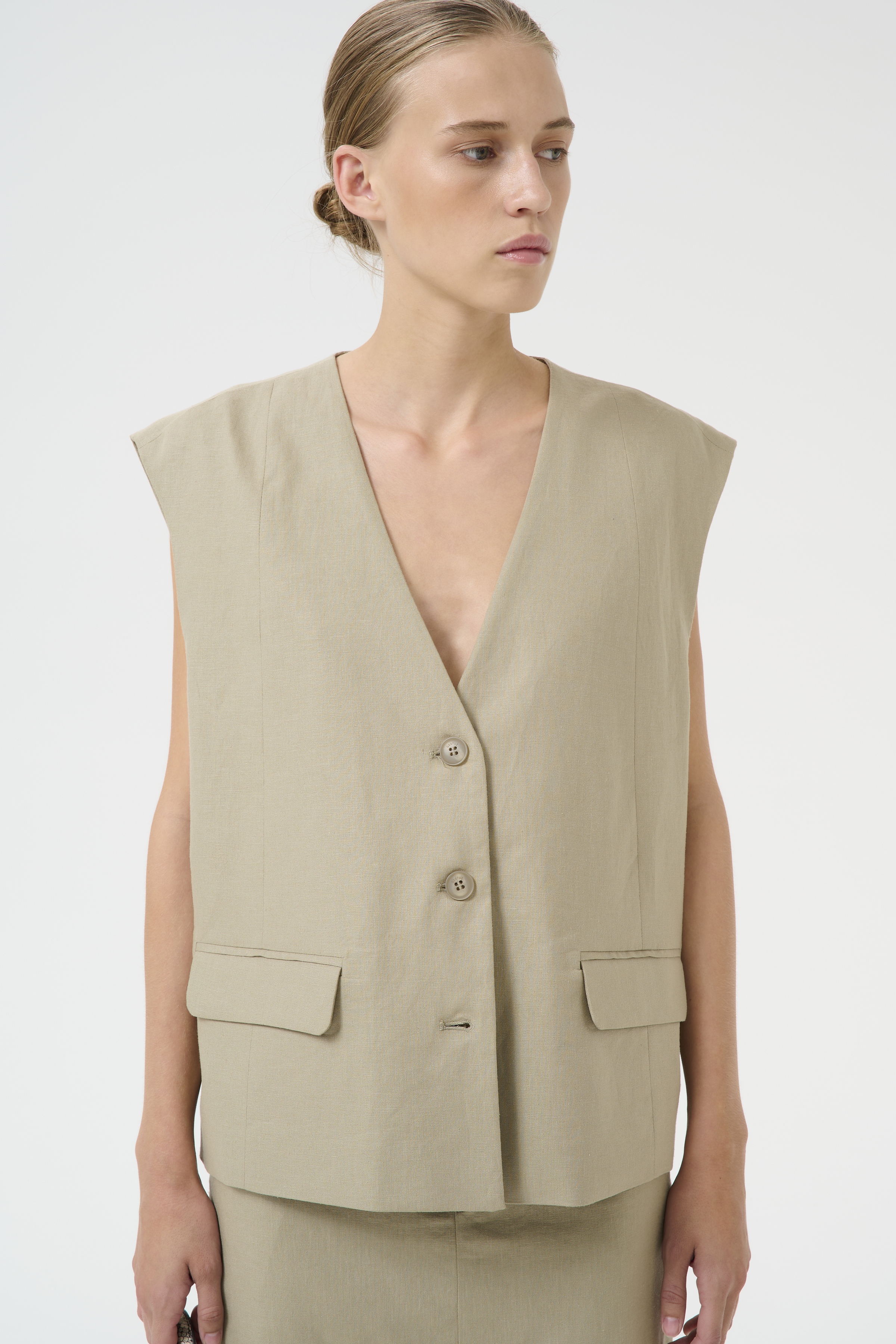 Women's Long Linen Vest, Heavy-weight Linen Clothes | Shantima
