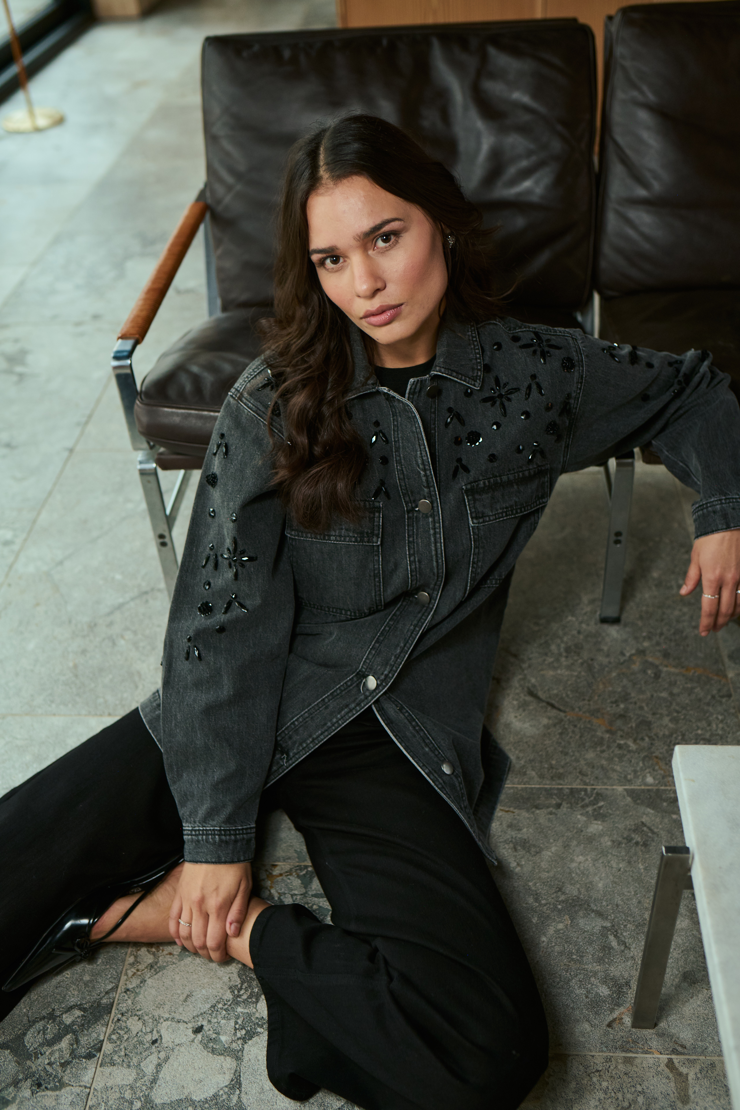 KAjaiden Casual jacket in dark grey washed denim cotton | KAFFE