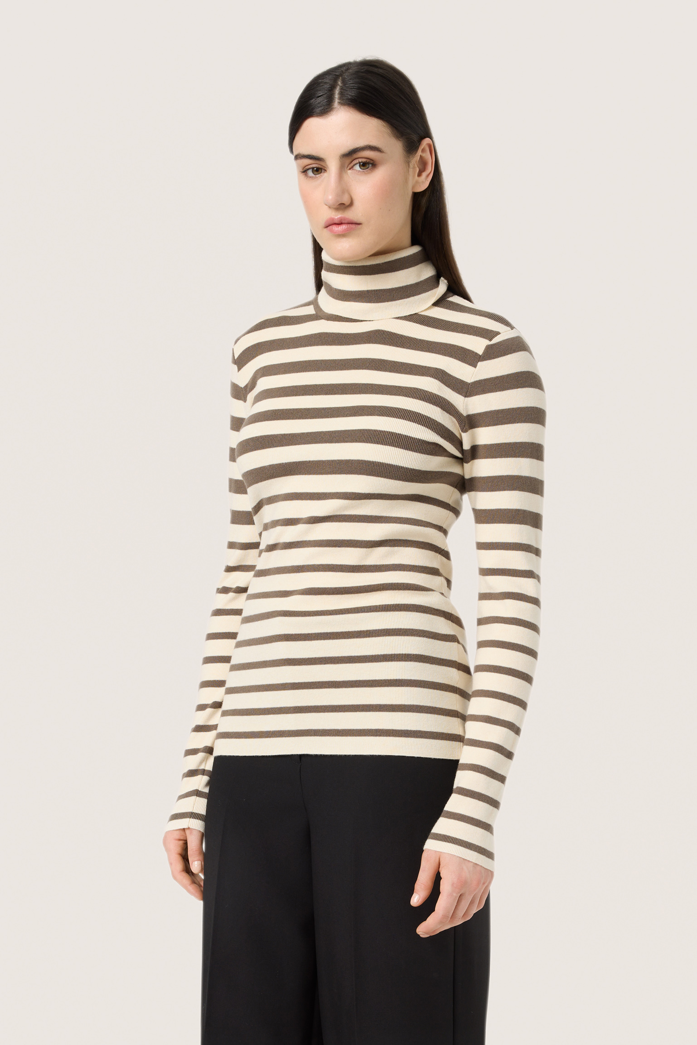 SLSpina Pullover in morel and white stripe / brown colour