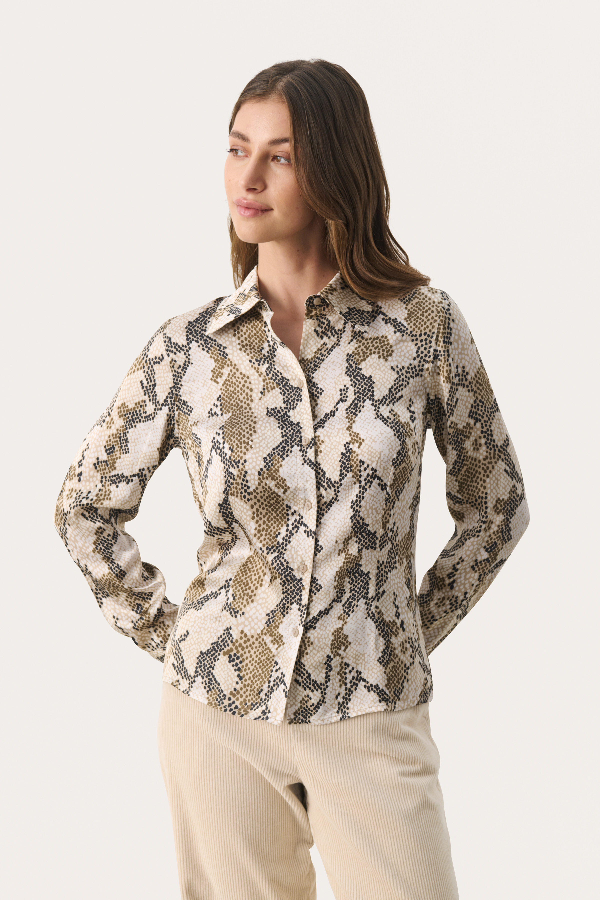 LendaPW Shirt in french oak snake print / nature colour