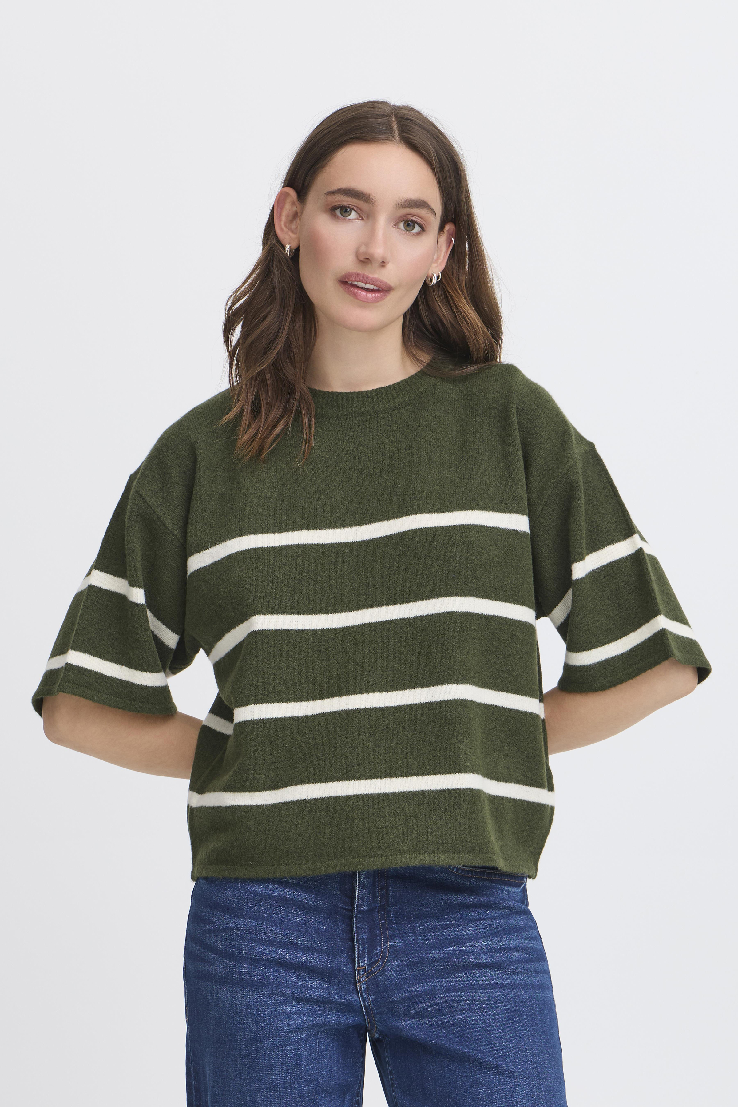 ★ichi★ IHDASILA Pullover in rifle green with almond milk colour | ICHI
