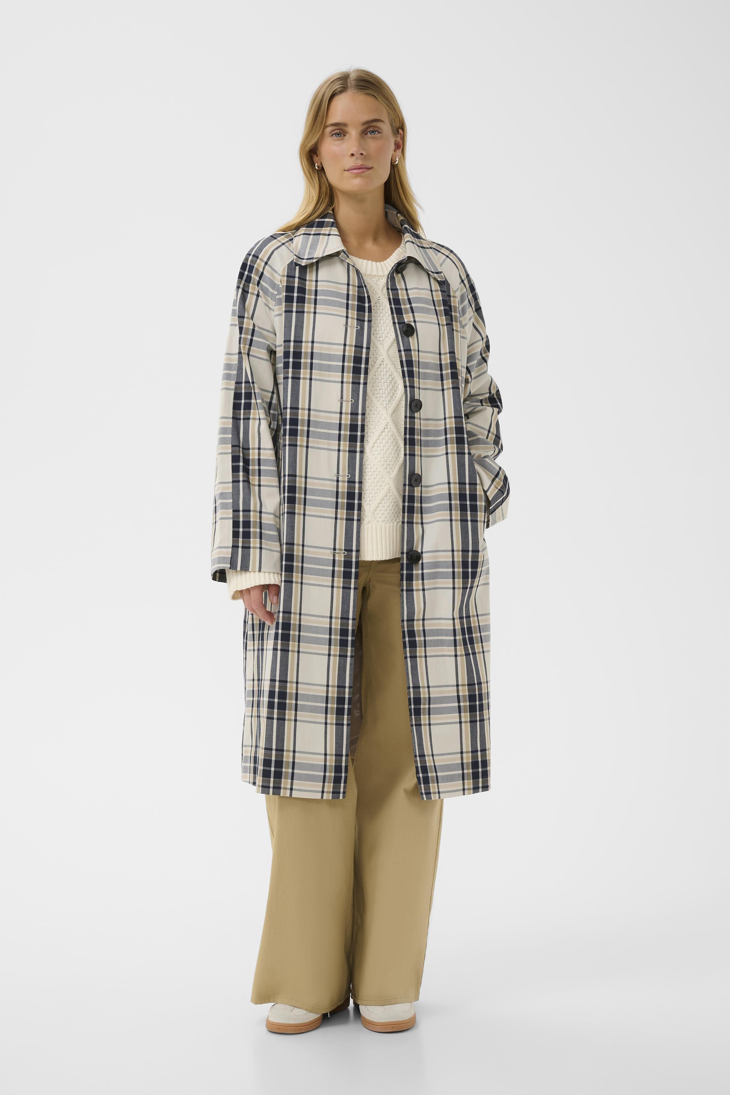 YashaPW Coat in dark navy check / blue colour