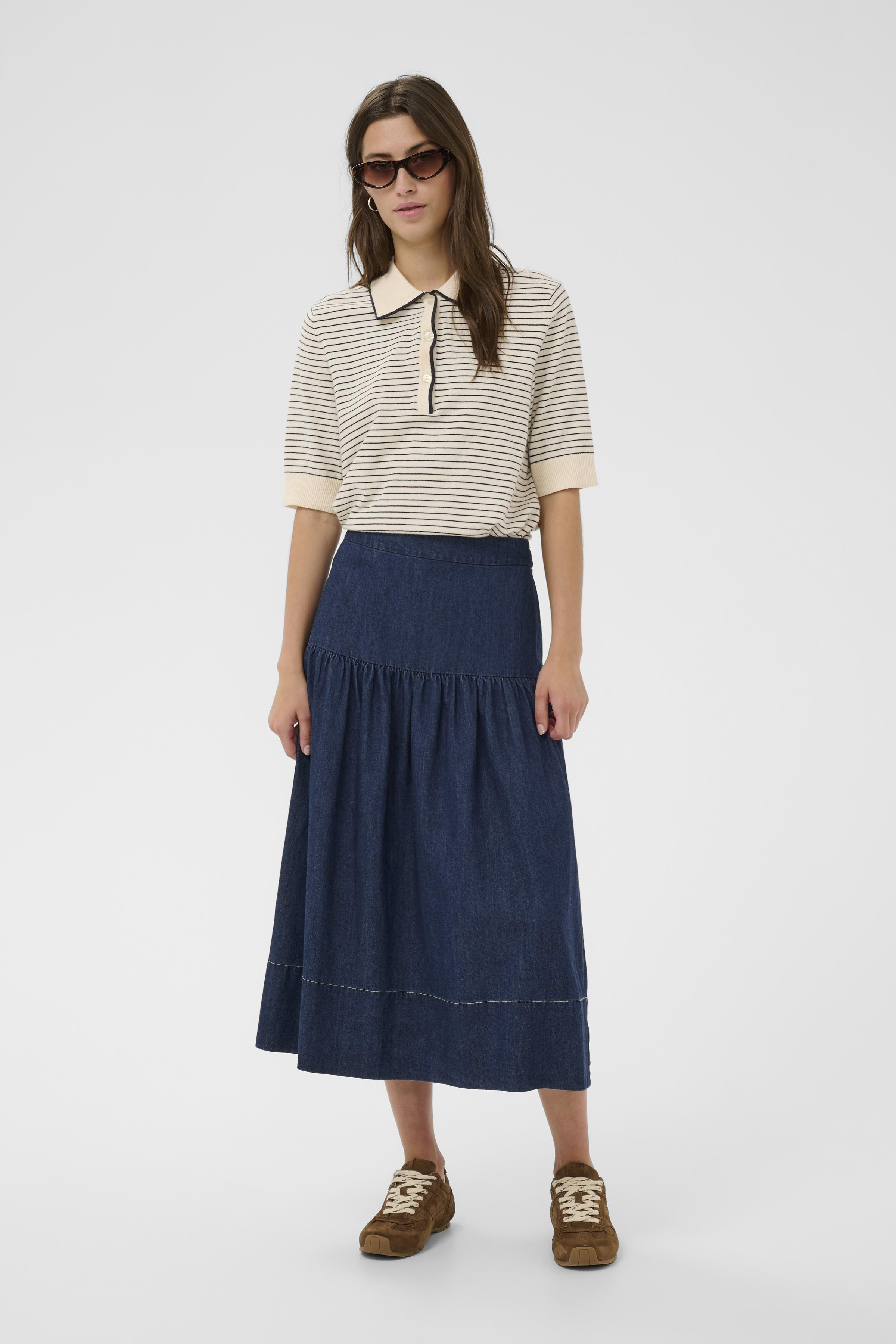 NelliaPW Skirt in dark blue denim cotton