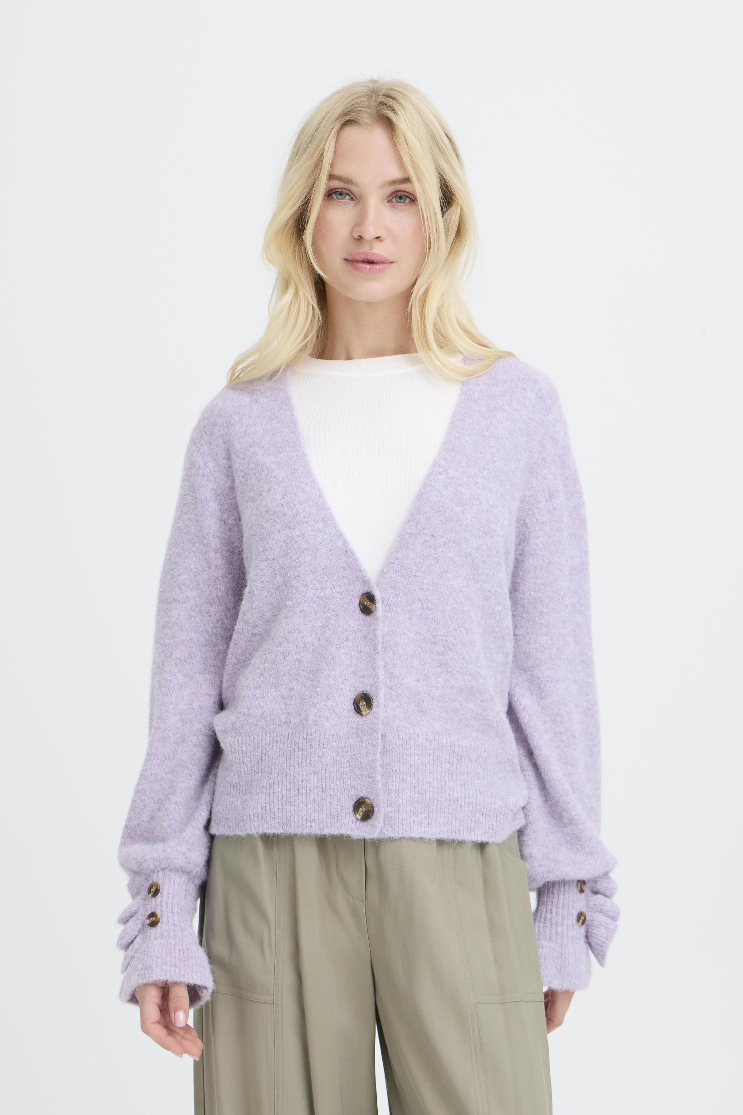 BYOMEA Cardigan in english lavender melange / purple colour | b.young