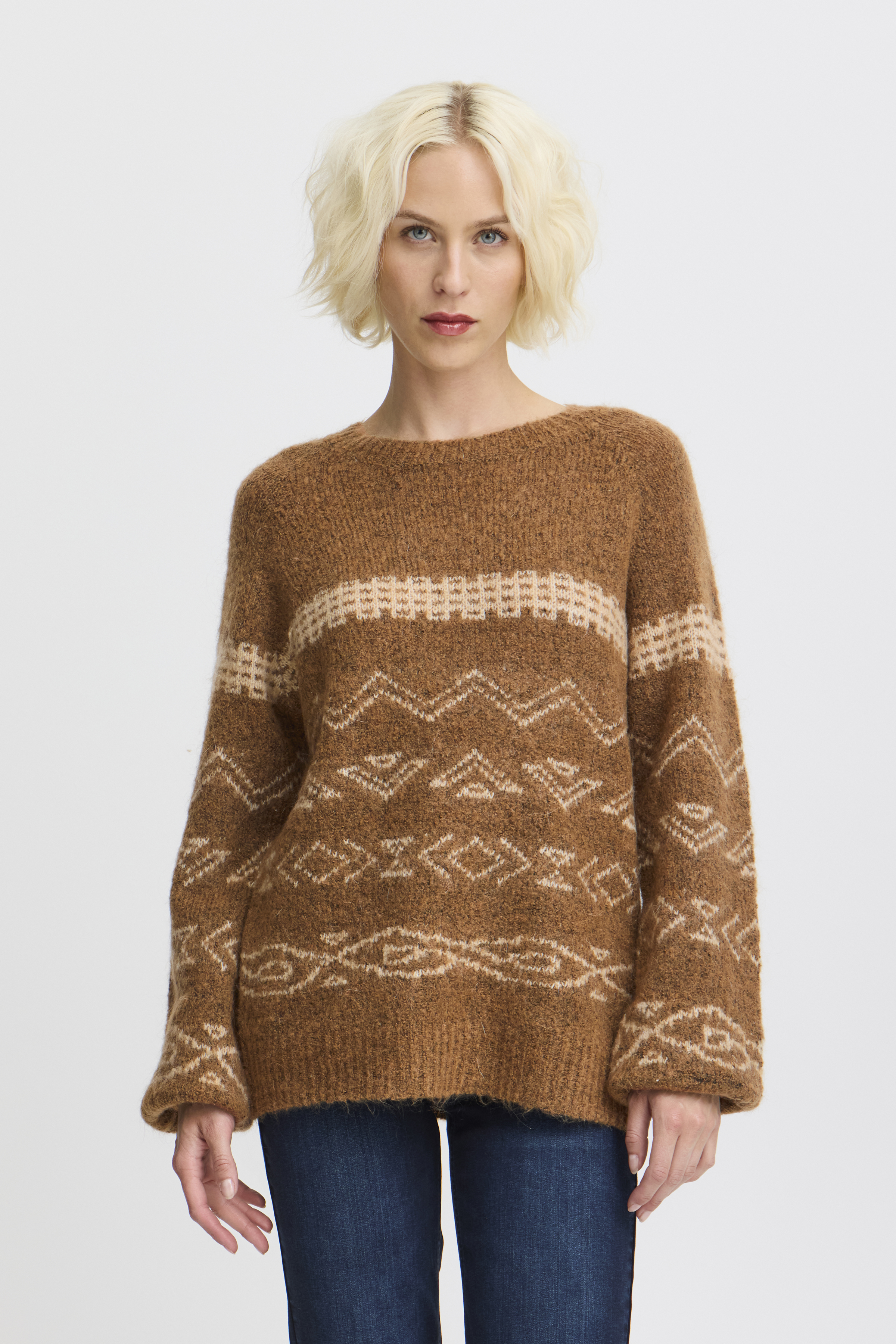 PZMIMI Pullover in tobacco brown melange colour | Pulz Jeans