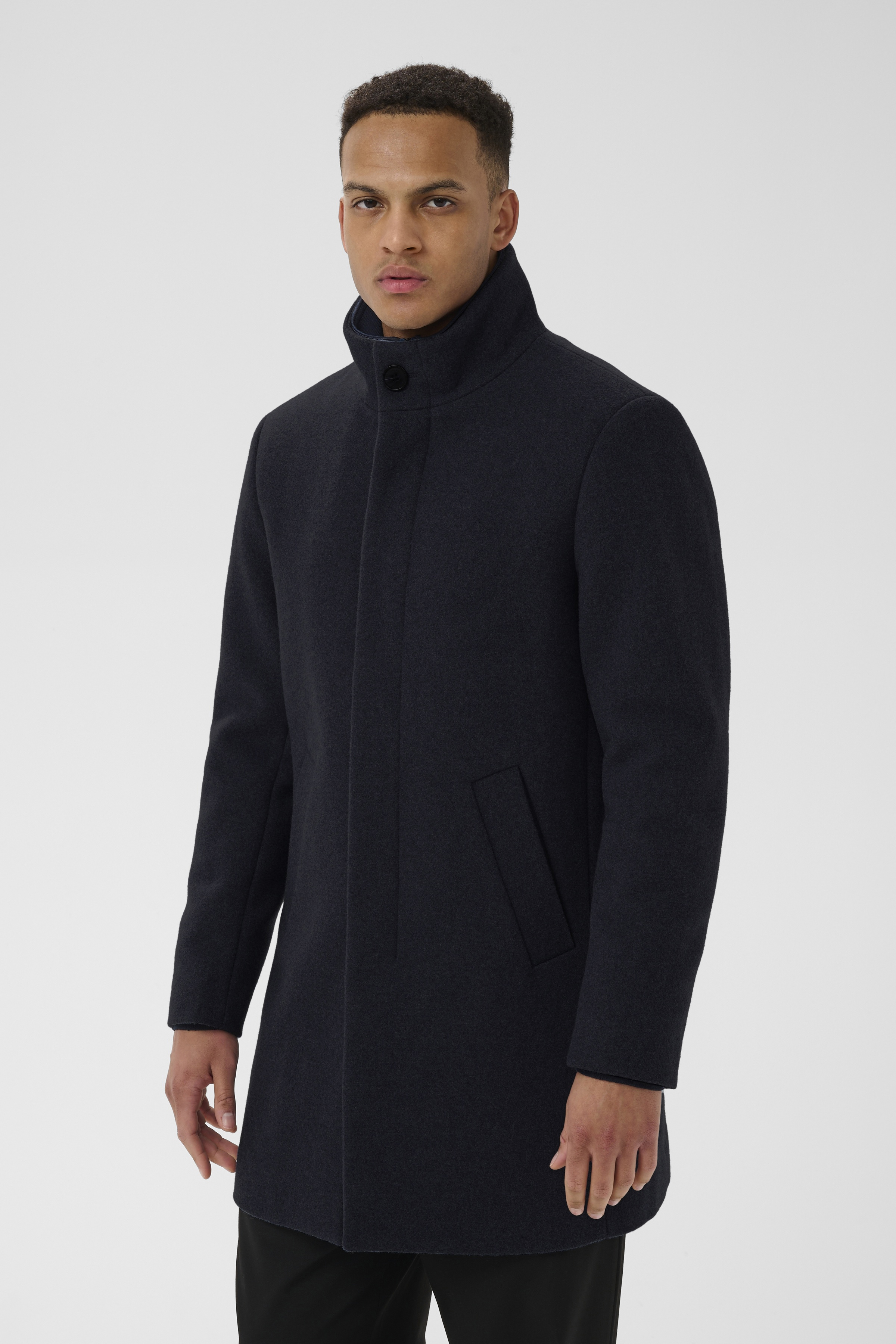 HARVEY WOOL COAT IN MEDIUM GREY MELANGE COLOUR