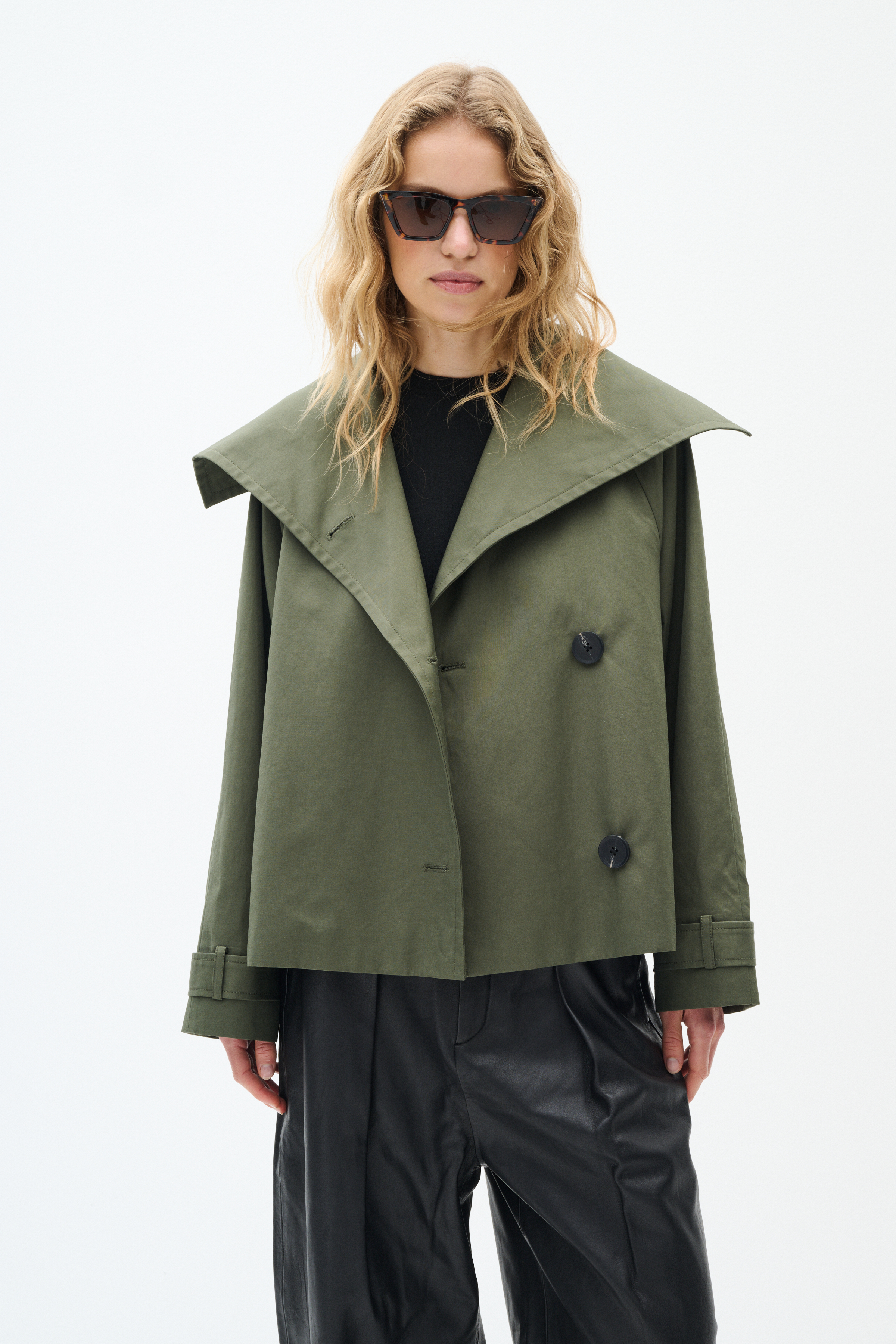 MazieIW Perry short coat in beetle green colour