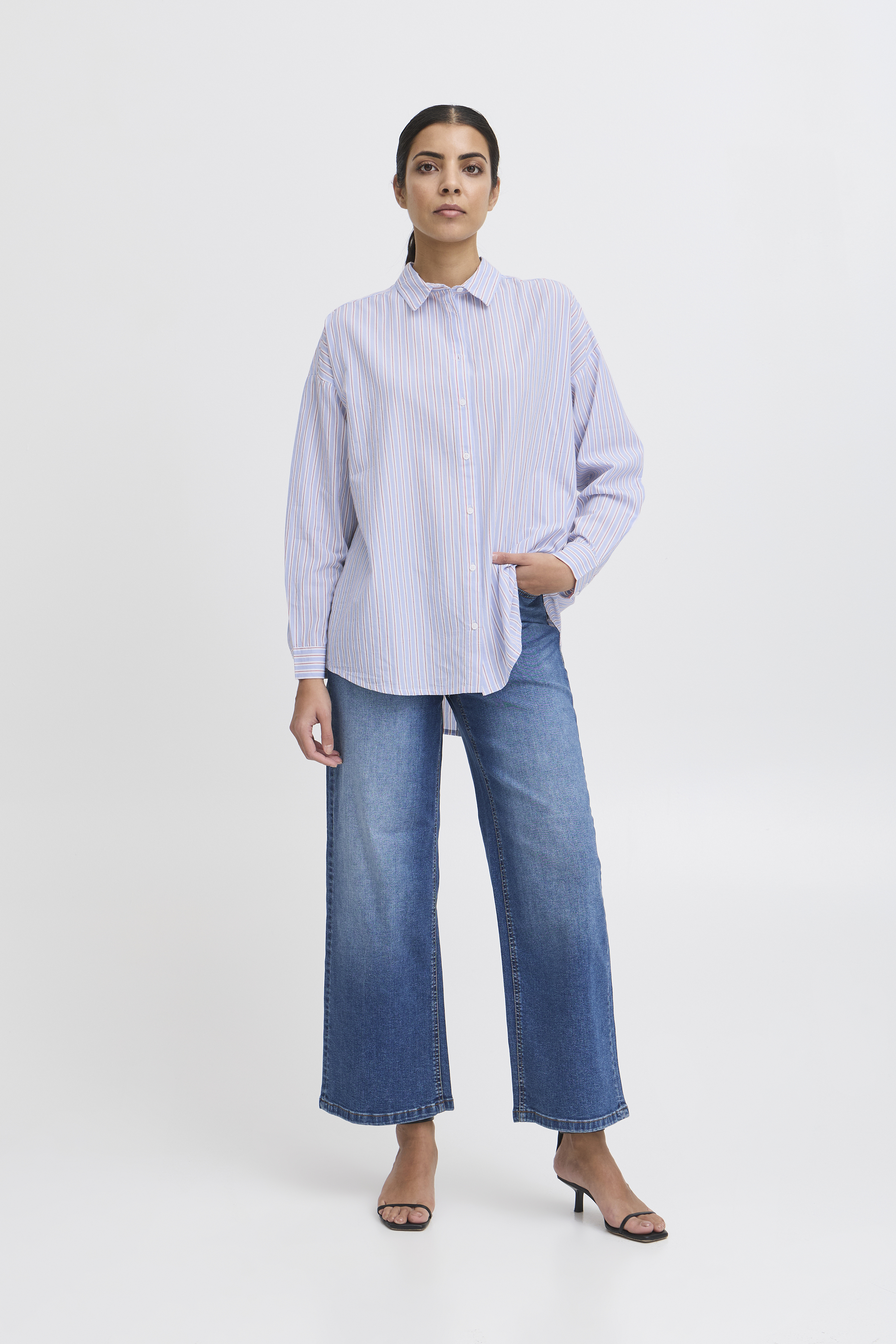 売れ筋商品|||イチ シャツ レディース トップス IXOLLIE - Button-down blouse - della robbia blue IHJANEX Long sleeved shirt in della robbia blue multi stripe