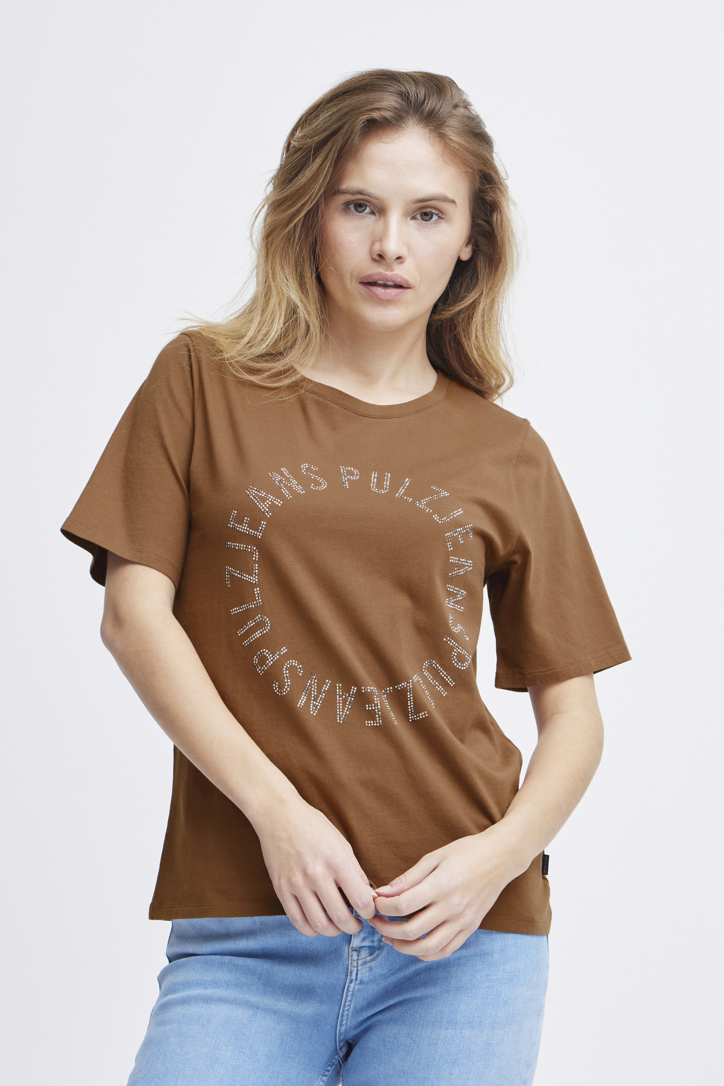 PXPULZ T-shirt in bison / brown cotton | Pulz Jeans