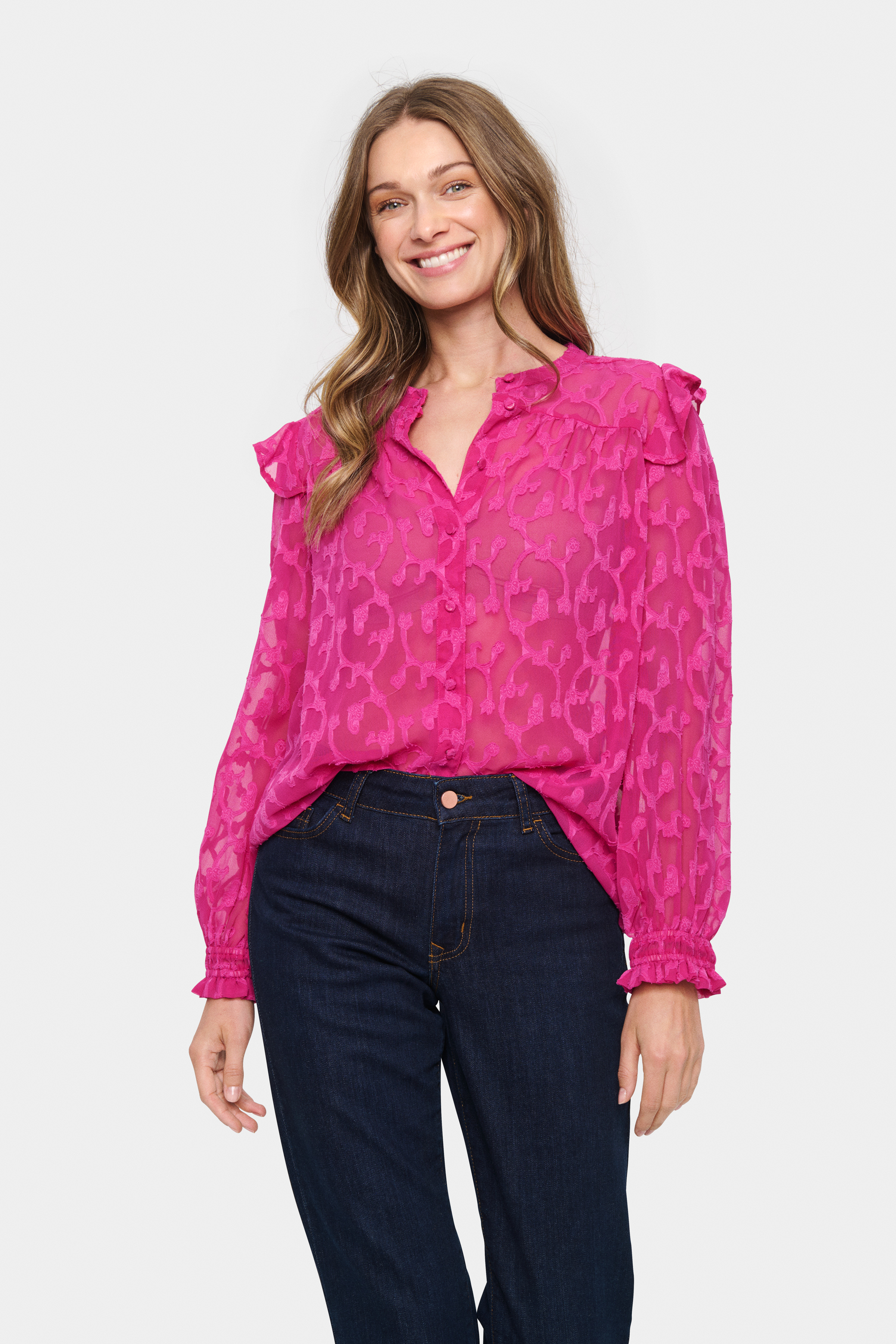FivaSZ Blouse in fuchsia red polyester | Saint Tropez