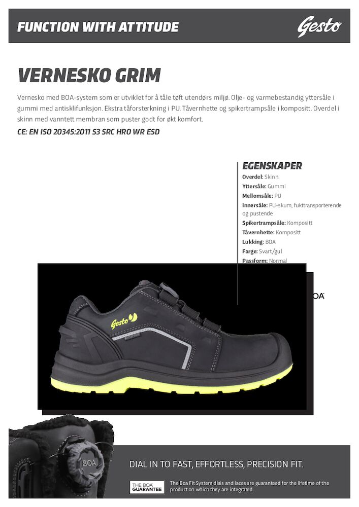 GESTO GRIM PRODUKTBLAD NO