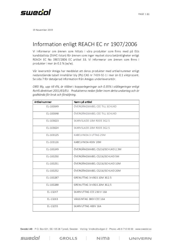 REACH INFORMATION