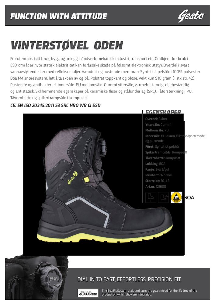 GESTO ODEN PRODUKTBLAD NO