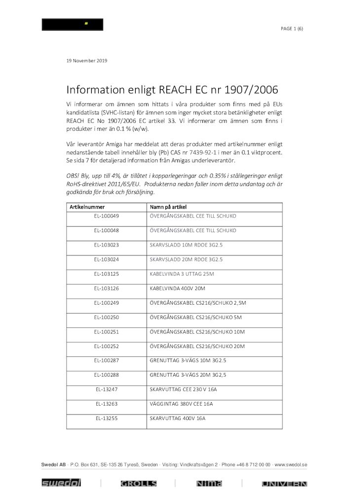 REACH INFORMATION