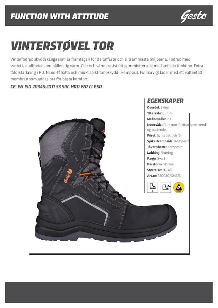 GESTO TOR PRODUKTBLAD NO