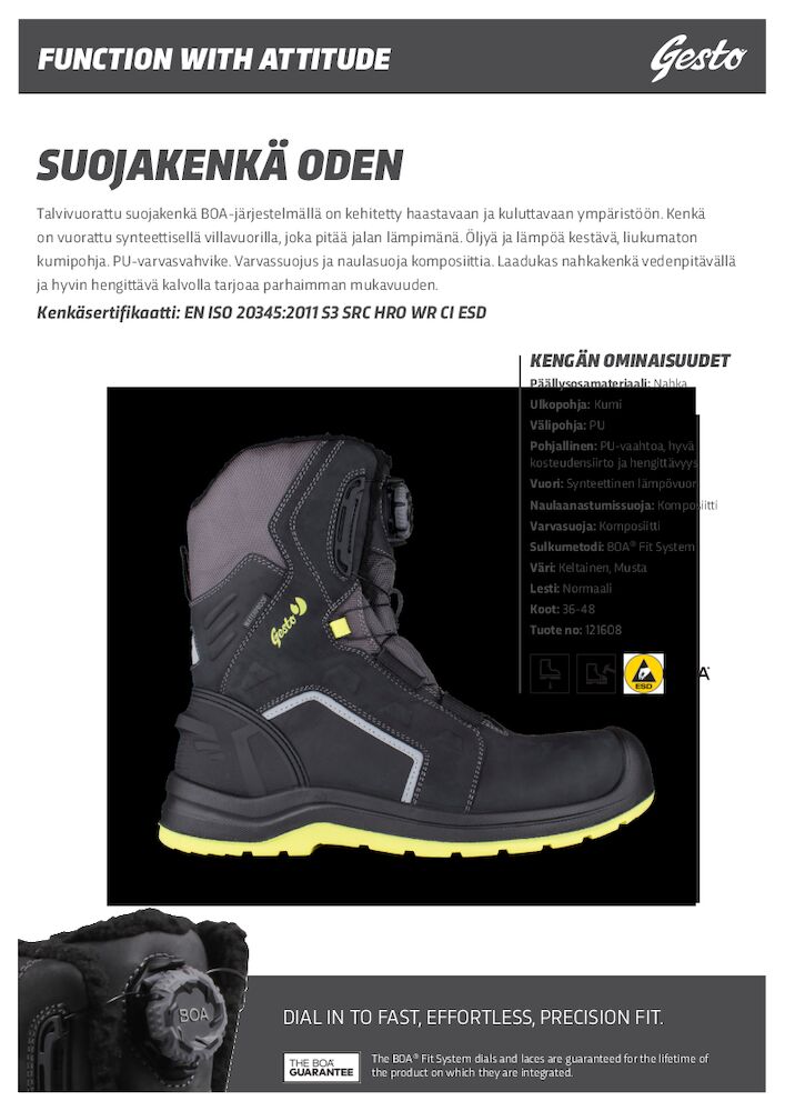 GESTO ODEN PRODUKTBLAD FI