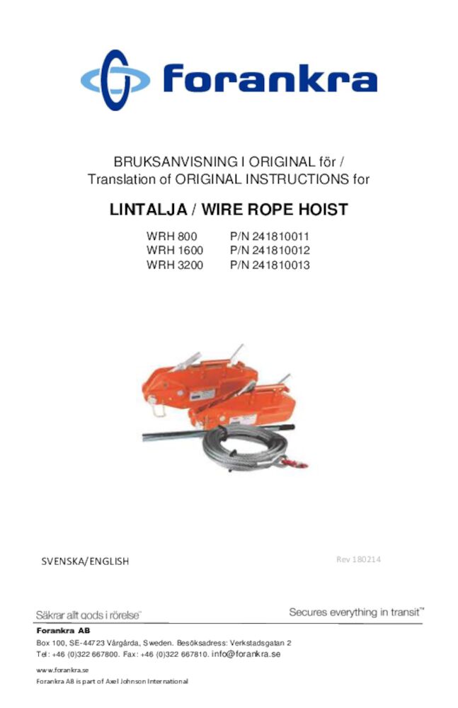Vinsj med wire bruksanvisning