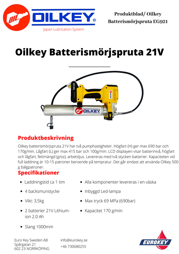 Oilkey Batterismörjspruta