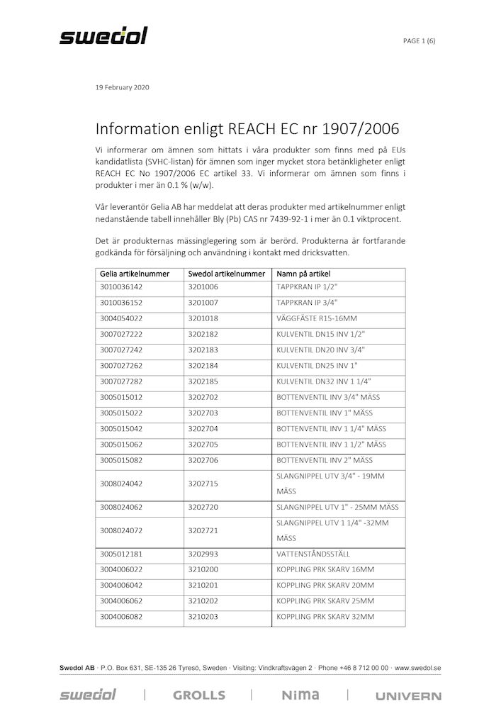 REACH INFORMATION
