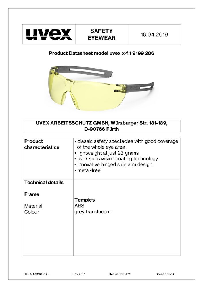 Uvex datasheet 30588