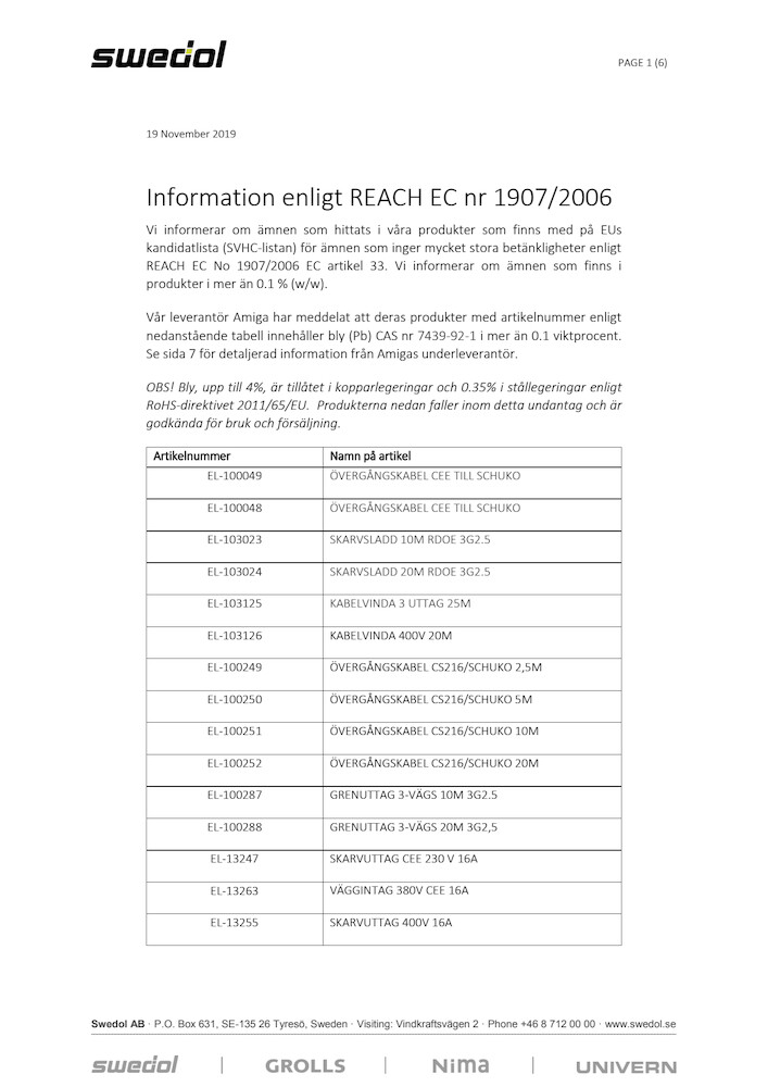 REACH INFORMATION