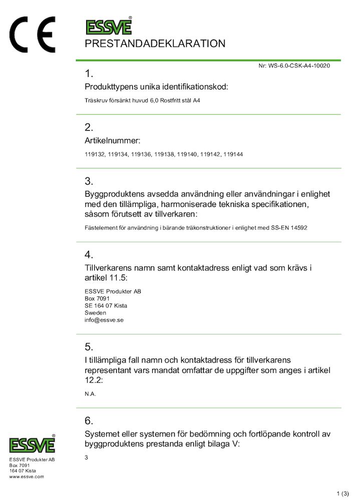 PG-1007600 6.0 PRESTANDADEKLARATION