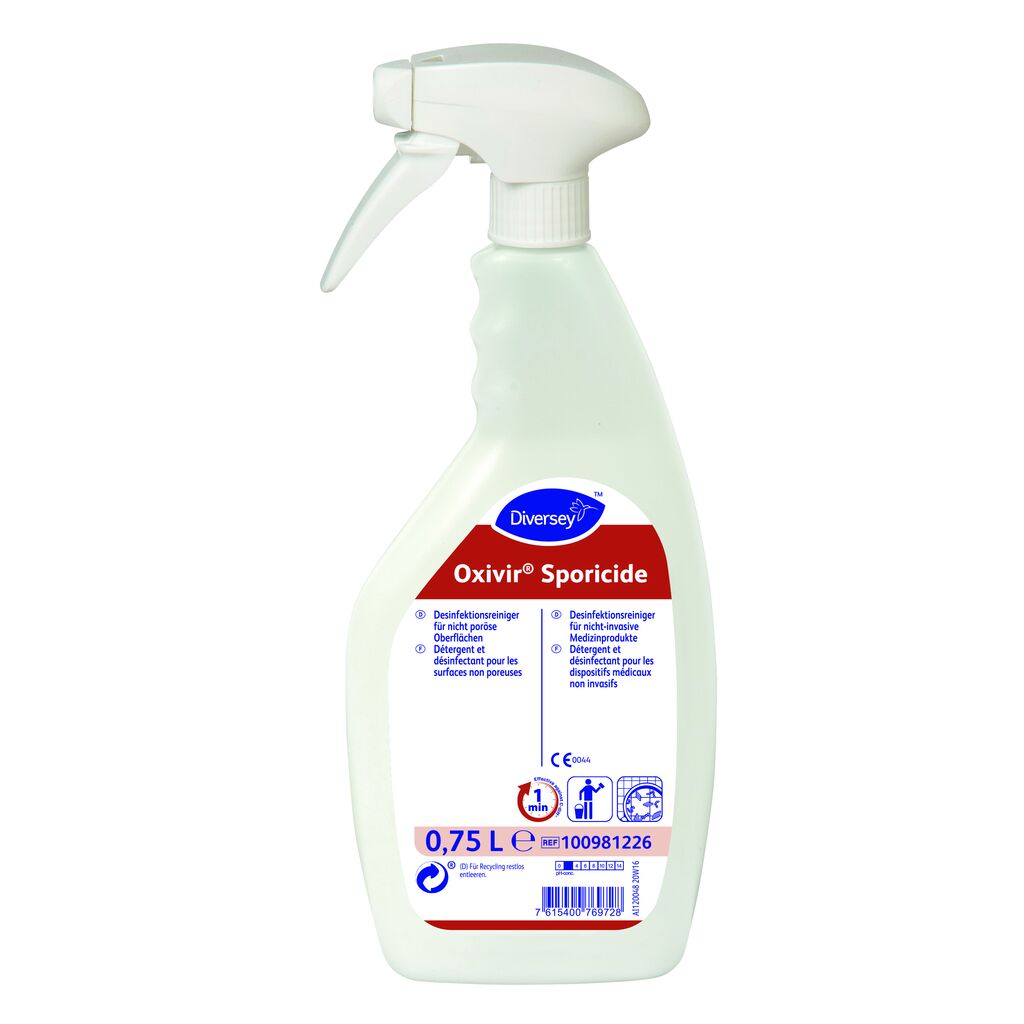 Oxivir Sporicide 6x0.75L - Gebrauchsfertiger Desinfektionsreiniger für Oberflächen nicht-invasiver Medizinprodukte und harte Oberflächen