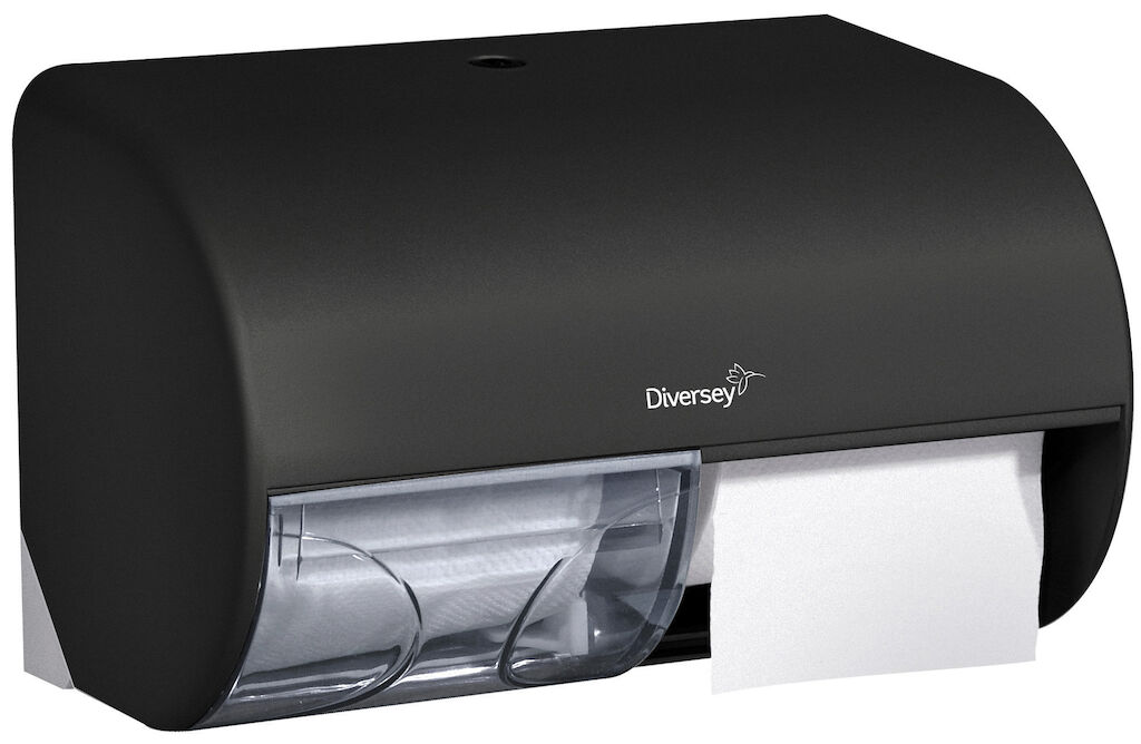 Diversey Double Toilet Roll Dispenser - horizontal White 1st - Zwart - Horizontale dispenser voor twee toiletpapierrollen