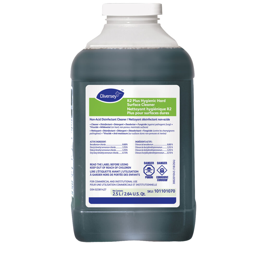 R2 Plus Hygienic Hard Surface Cleaner Non-Acid Disinfectant Cleaner, 2.5L, J-Fill® / QuattroSelect®, 2/CT - Non-Acid Disinfectant Cleaner