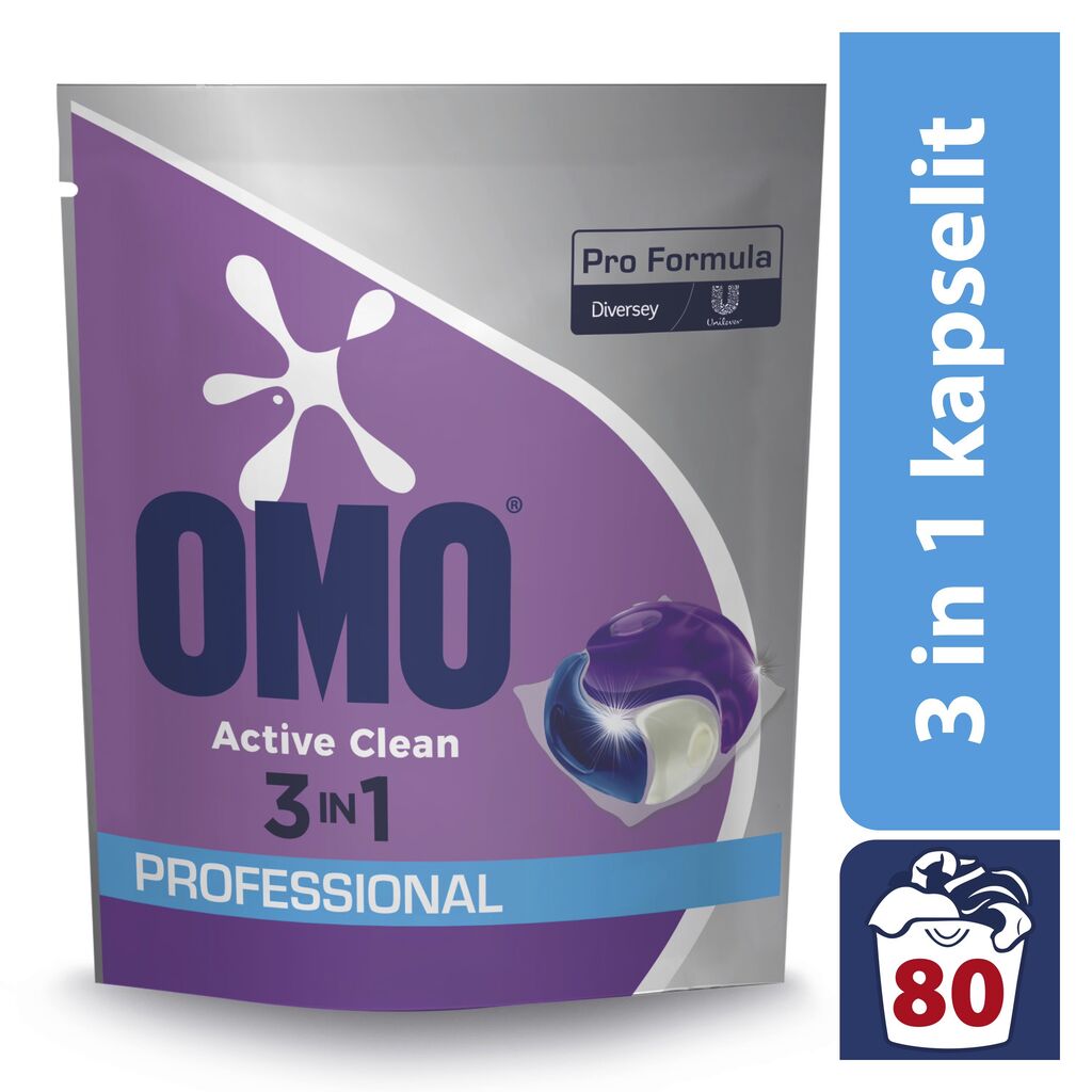Omo Professional Active Clean 3in1 Capsules 4x80kpl - 3-in-1 pyykinpesukapselit