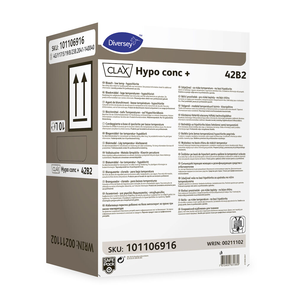 Clax Hypo conc + 42B2 10L - Additif chloré pour le lavage du linge