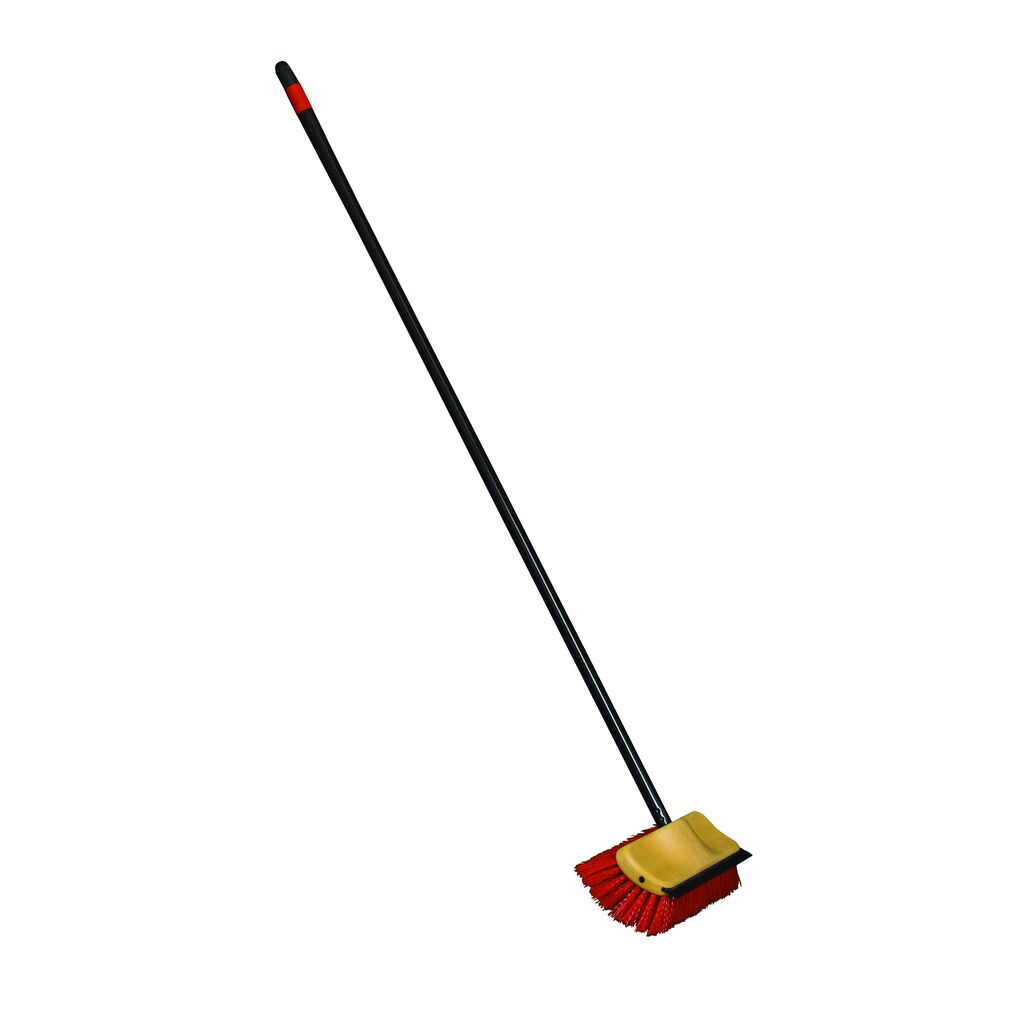 O-Cedar® Bi-Level Floor Scrub Brush with Squeegee, 1ea, 6/CT - Scrub Brush w/Squeegee & Handle