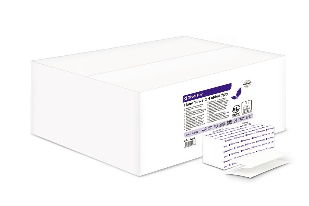 Vouwhanddoek Cellulose Z-gevouwen 25x150st - 20,5 x 24 cm - Wit