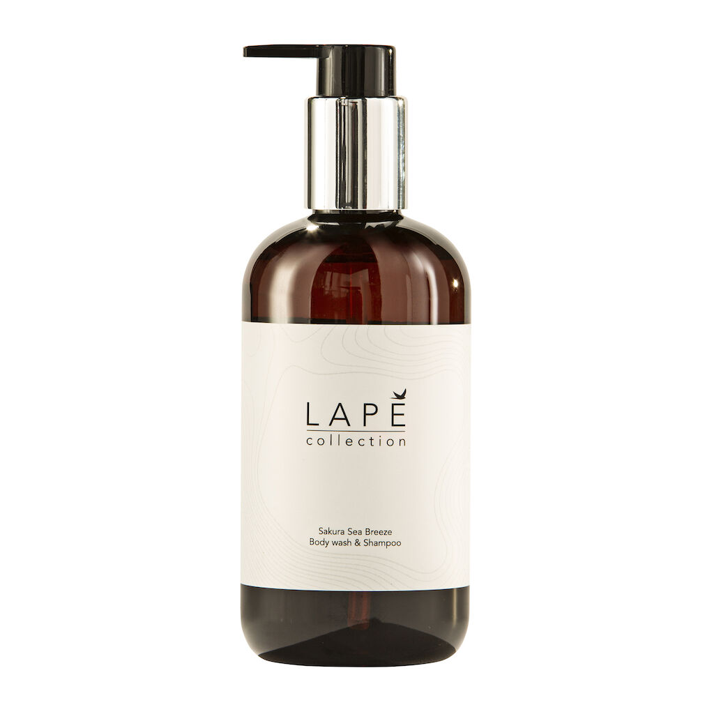 LAPĒ Collection Sakura Sea Breeze Shampoo & Body Wash 8x0.3L - Shampoo e lavaggio per il corpo condizionante, profumato e certificato Nordic Swan