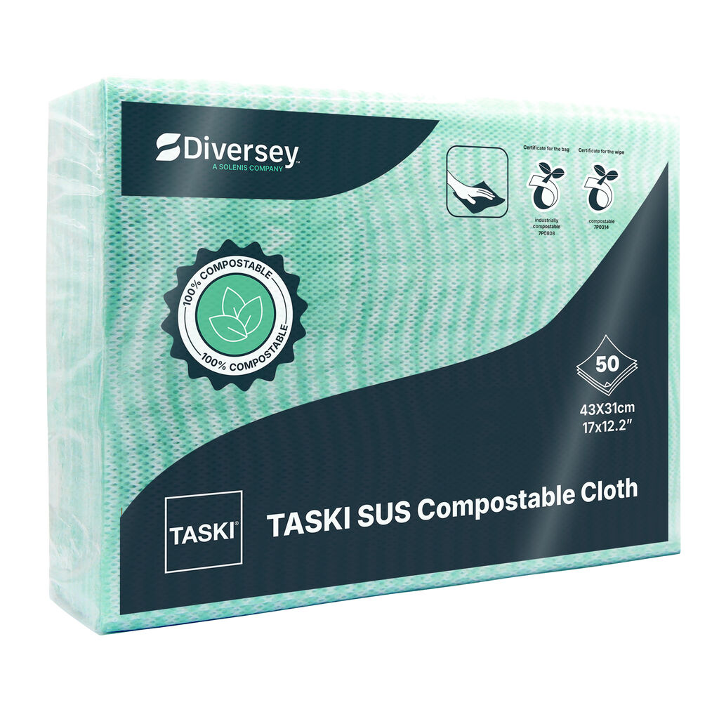 TASKI Single Use Sustainable compostable cloth 50un. - Verde - Panos de limpeza ecológicos feitos de materiais de base biológica