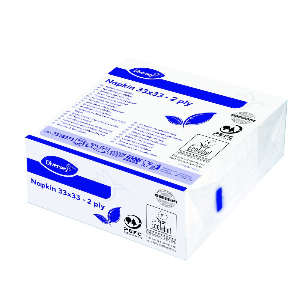 Napkin 33x33 - 2ply 24x100pz - 33 x 33 cm - Bianco /-a - Tovaglioli 33 x 33 2 veli in pura cellulosa