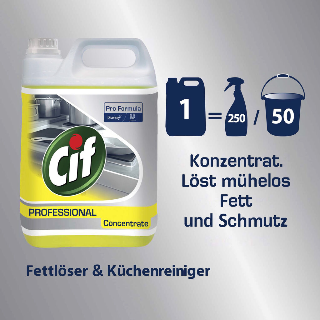Cif Professional Fettlöser 2x5L - Kombiniertes Reinigungs- und Fettlösekonzentrat