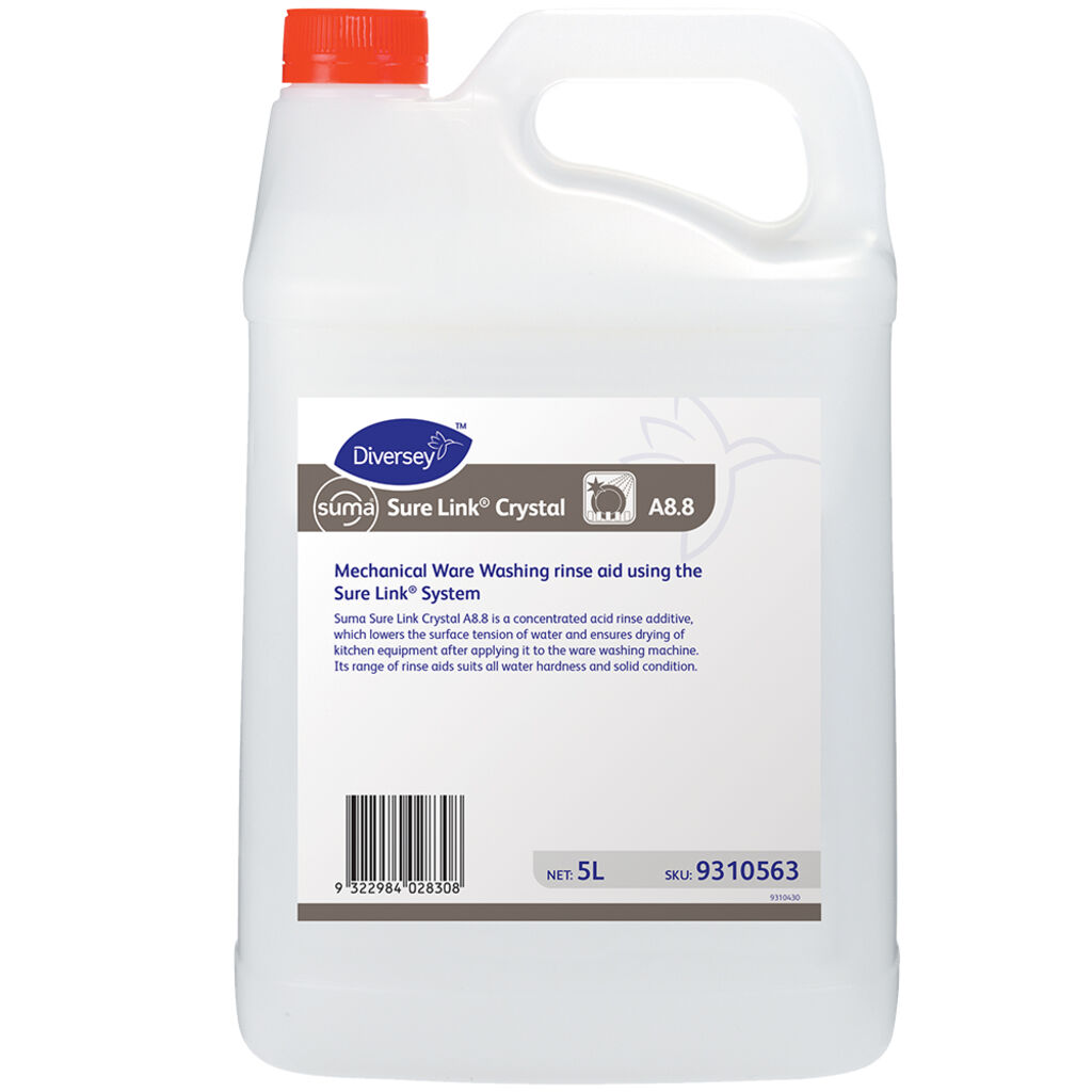 Suma Sure Link Crystal A8 .8 2x5L - Mechanical ware washing rinse aid system using the Sure Link system