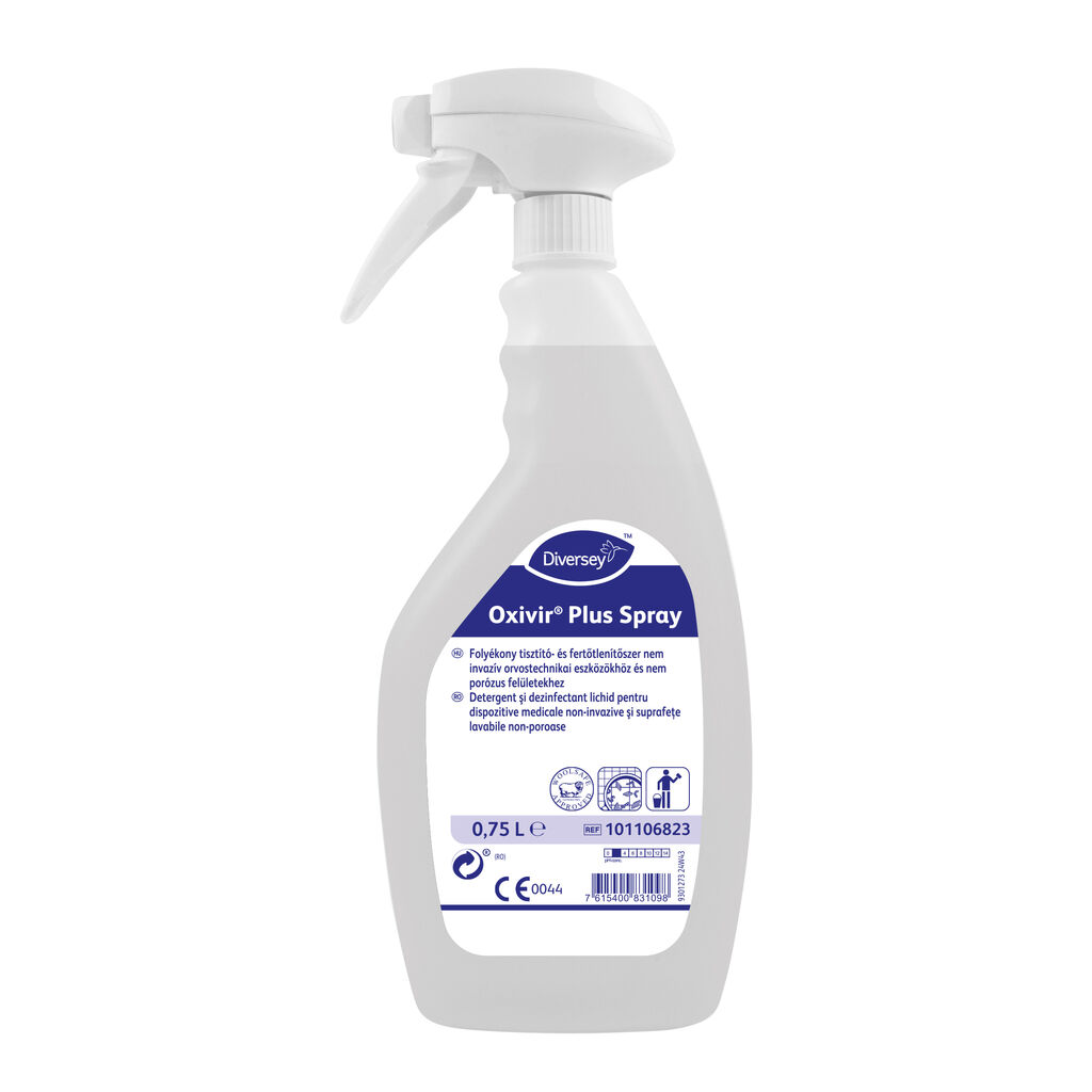 Oxivir Plus Spray 6x0.75L - Detergent-dezinfectant pentru utilizarea pentru dispozitive medicale non-invazive și pe suprafețe neporoase. Pentru suprafețe alimentare și nealimentare.
