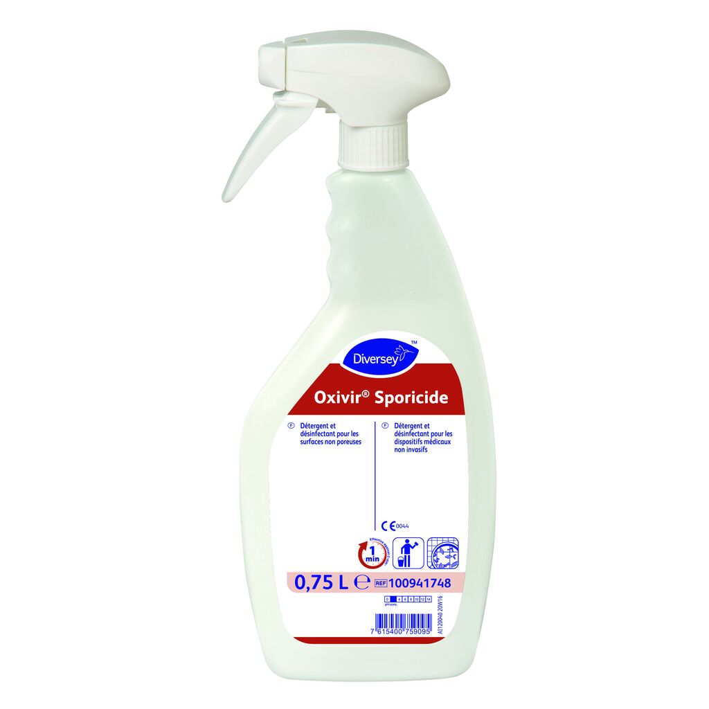 Oxivir Sporicide 6x0.75L - Détergent désinfectant prêt à l'emploi pour les surfaces des dispositifs médicaux non invasifs et pour les surfaces dures