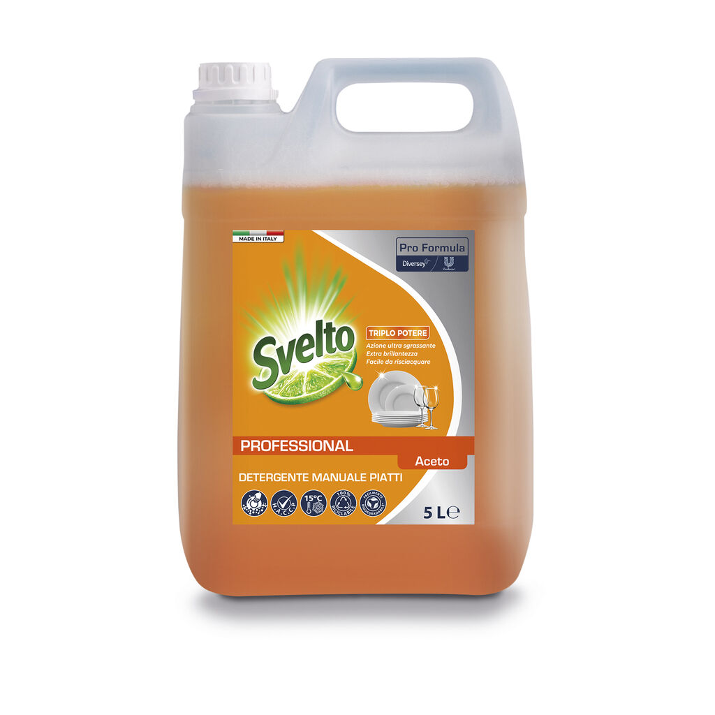 Svelto Liquido Più Aceto 2x5L - Detergente liquido concentrato per il lavaggio manuale delle stoviglie